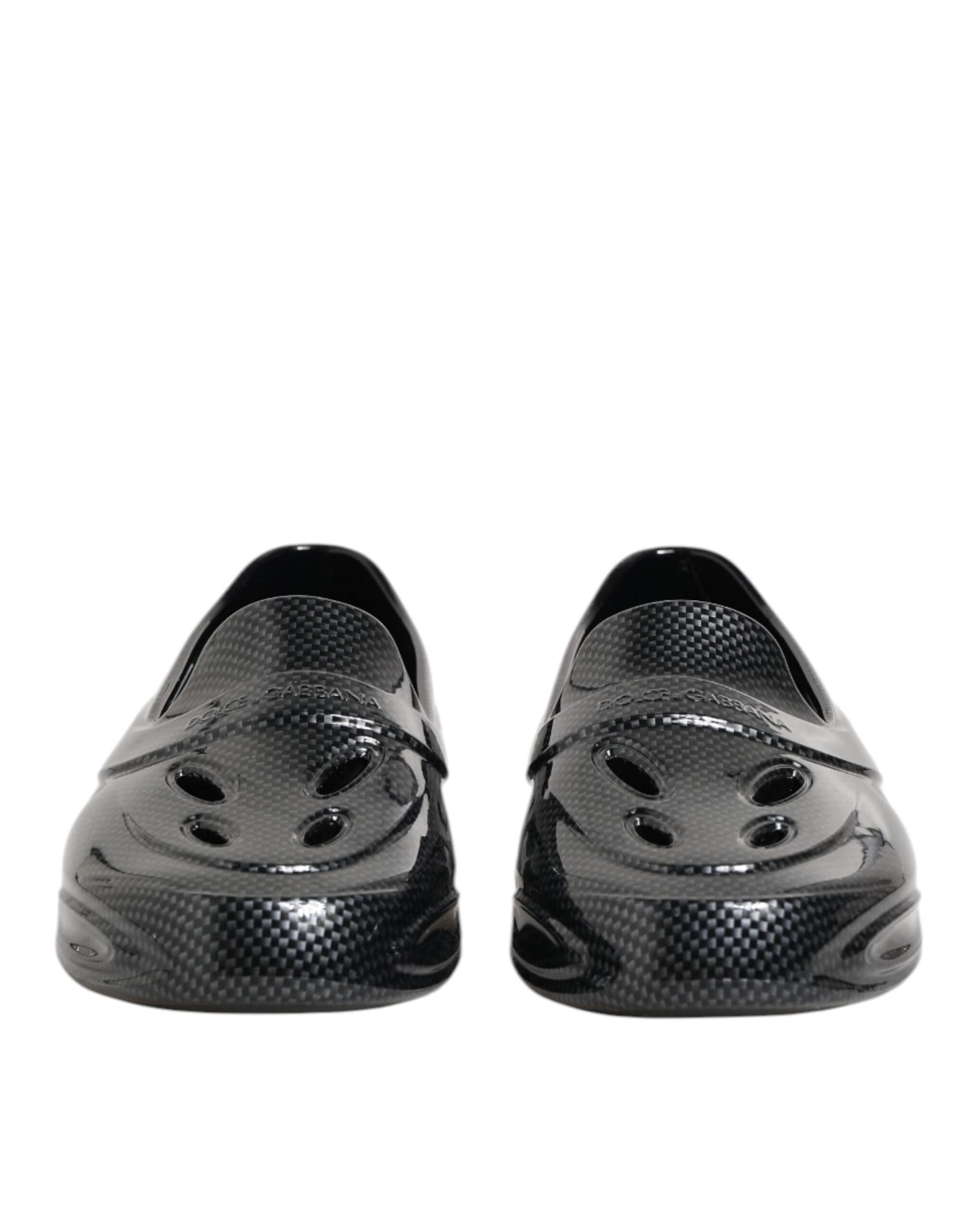 Dolce & Gabbana Black Rubber Slides Low Top Sneakers Shoes - Image 3