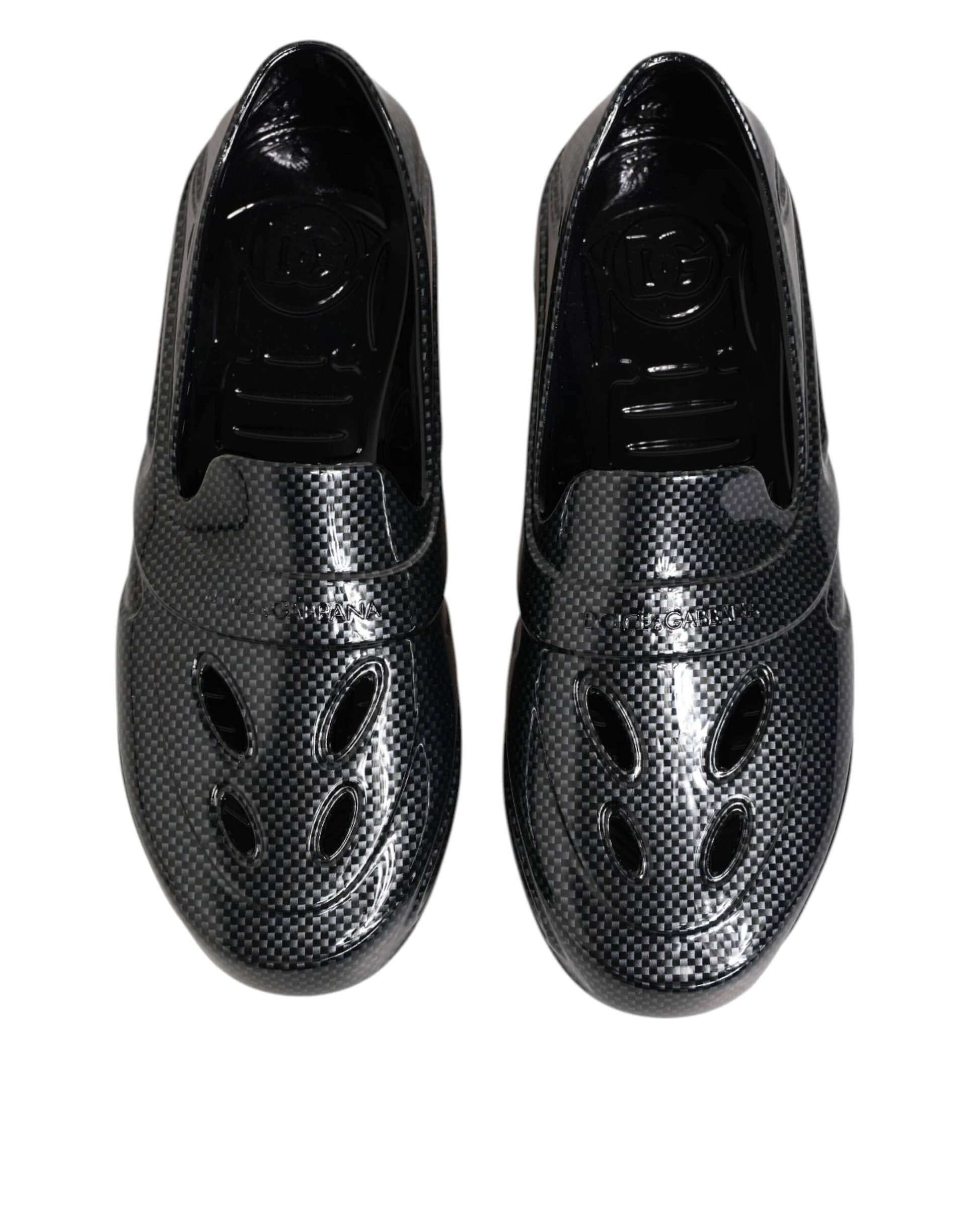 Dolce & Gabbana Black Rubber Slides Low Top Sneakers Shoes - Image 4