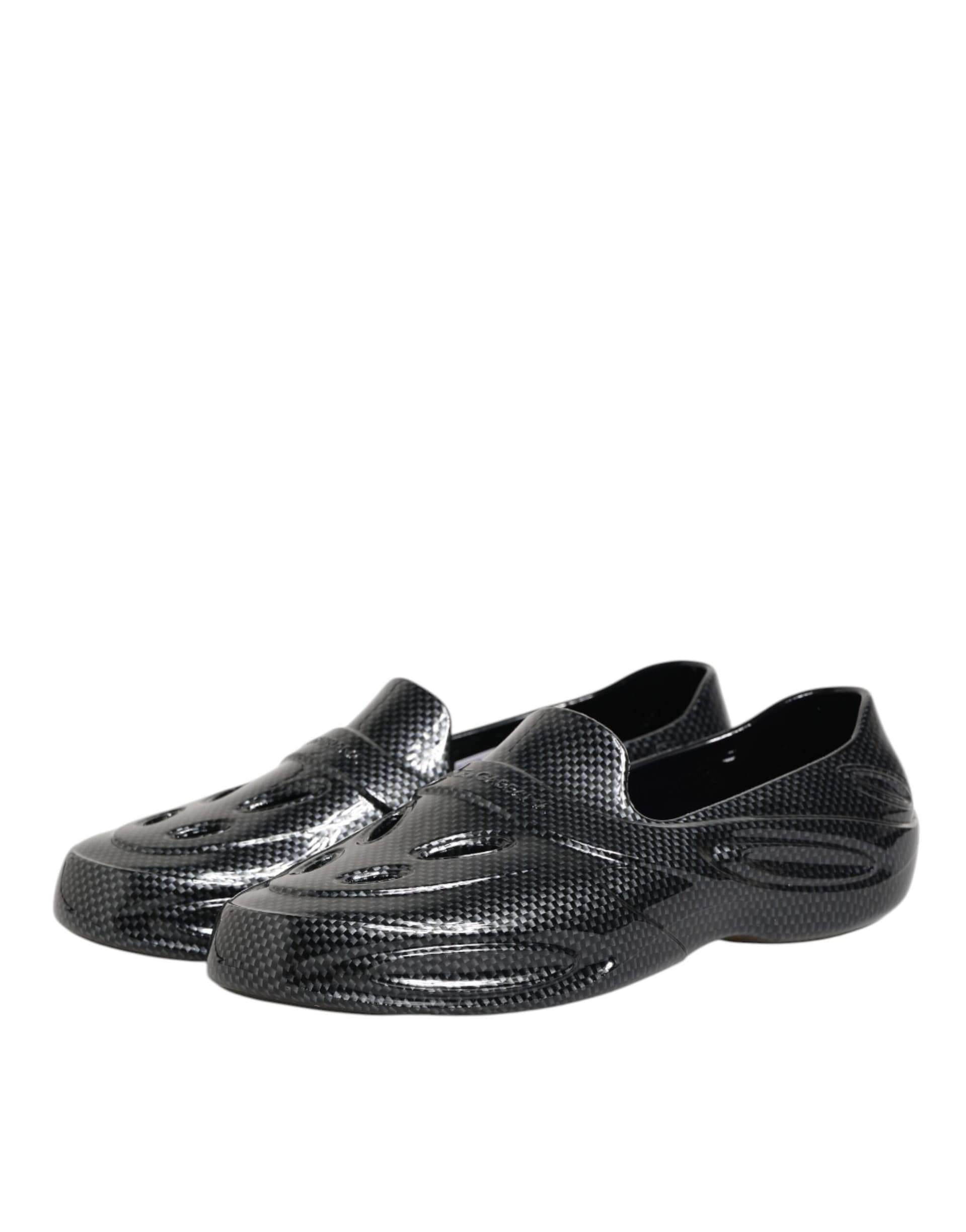 Dolce & Gabbana Black Rubber Slides Low Top Sneakers Shoes - Image 5
