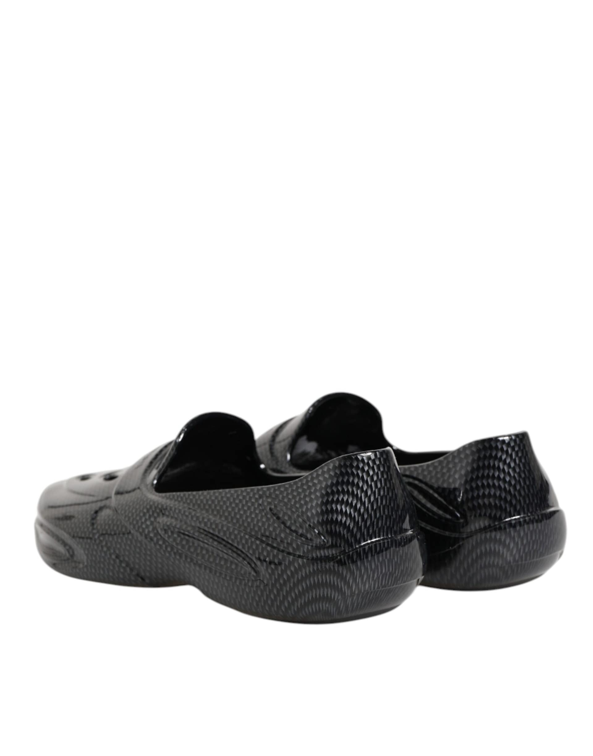 Dolce & Gabbana Black Rubber Slides Low Top Sneakers Shoes - Image 6