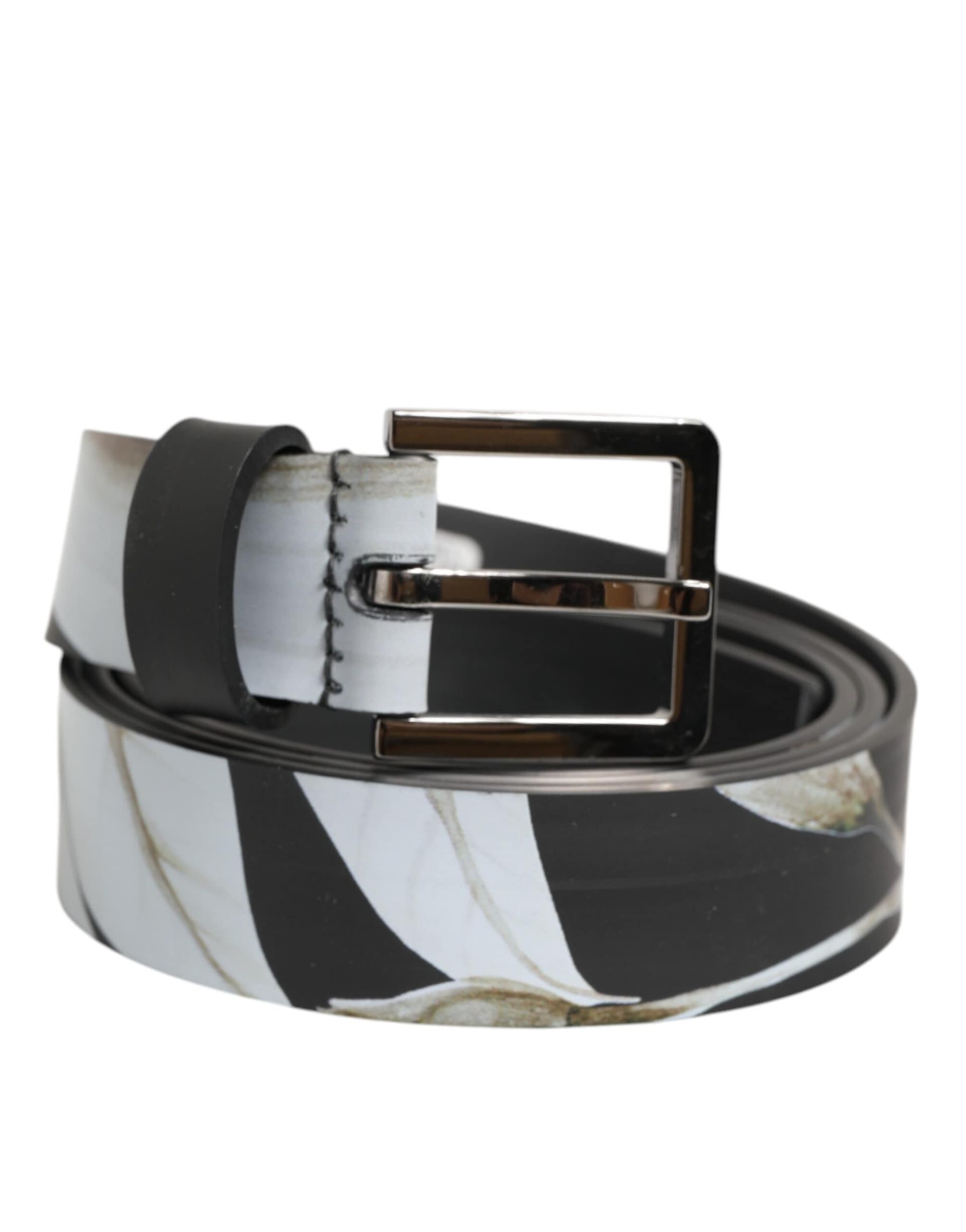 Dolce & Gabbana Multicolor PVC Floral Silver Buckle Men Belt - Image 2