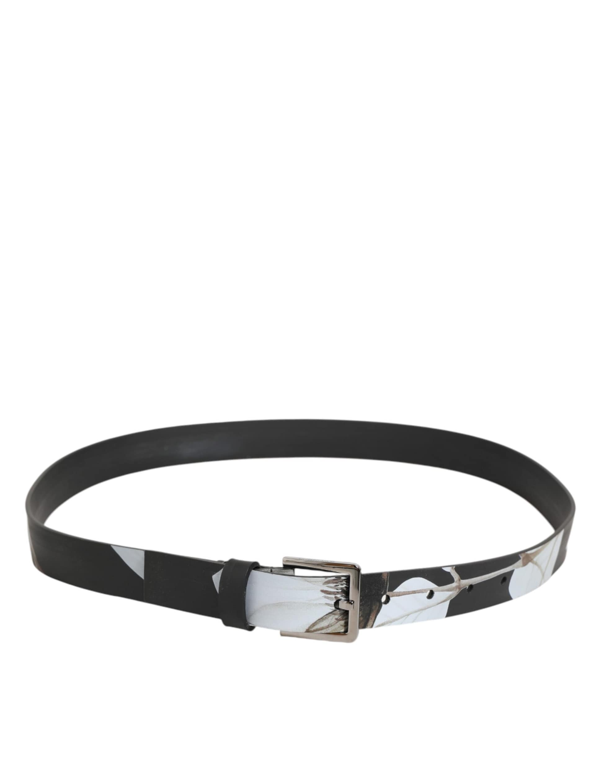 Dolce & Gabbana Multicolor PVC Floral Silver Buckle Men Belt - Image 3