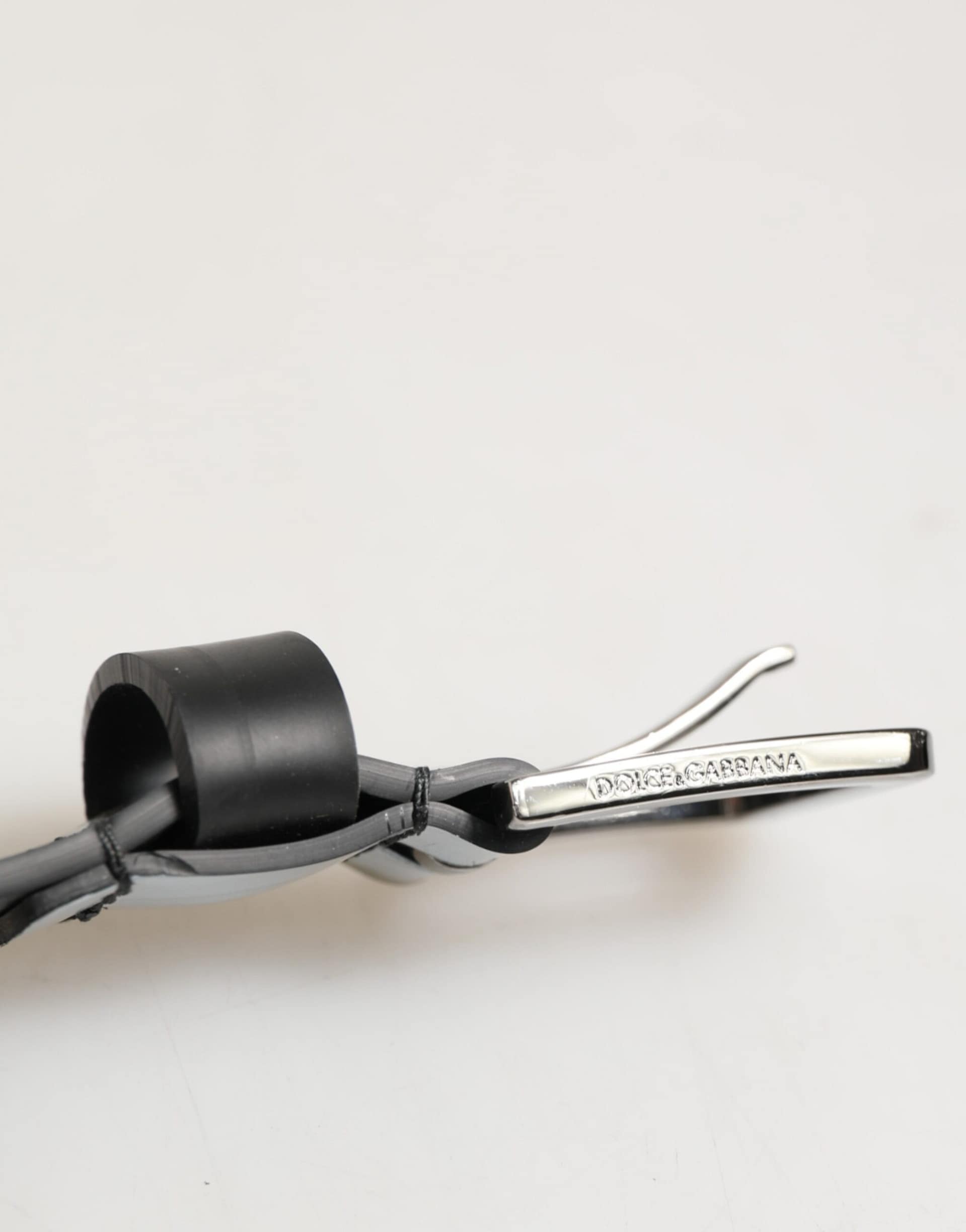 Dolce & Gabbana Multicolor PVC Floral Silver Buckle Men Belt - Image 4