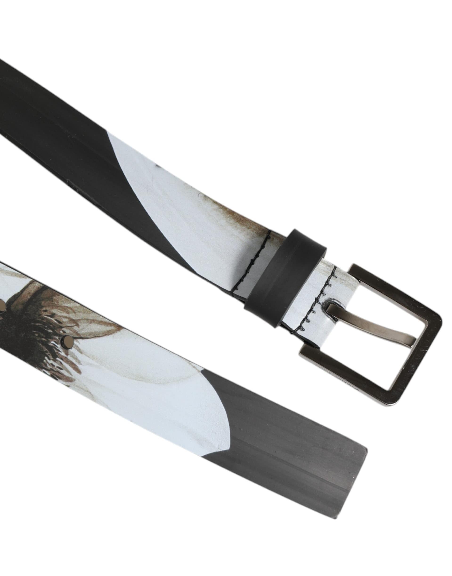 Dolce & Gabbana Multicolor PVC Floral Silver Buckle Men Belt - Image 5