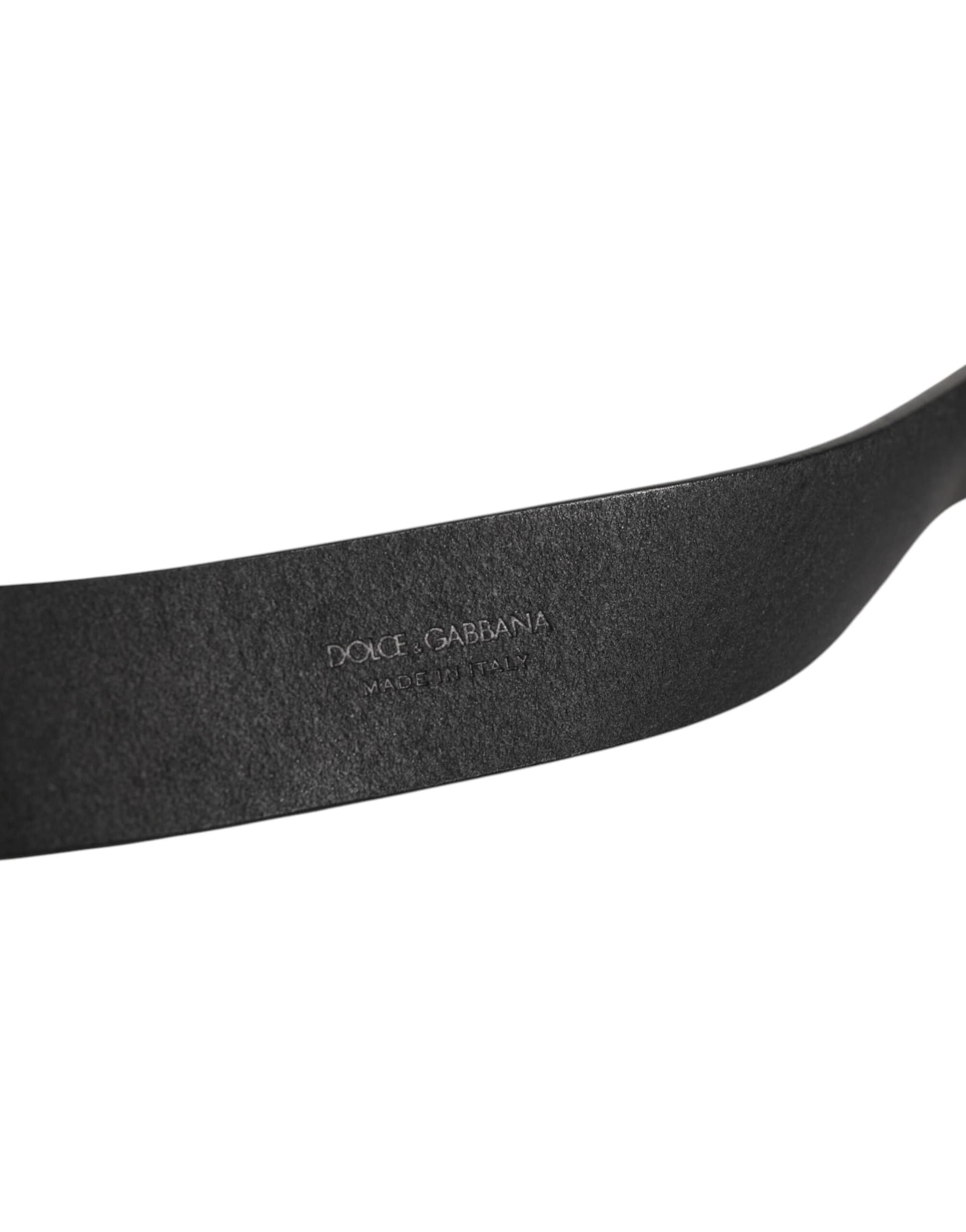 Dolce & Gabbana Black Leather Metal Buckle Classic Men Belt - Image 3