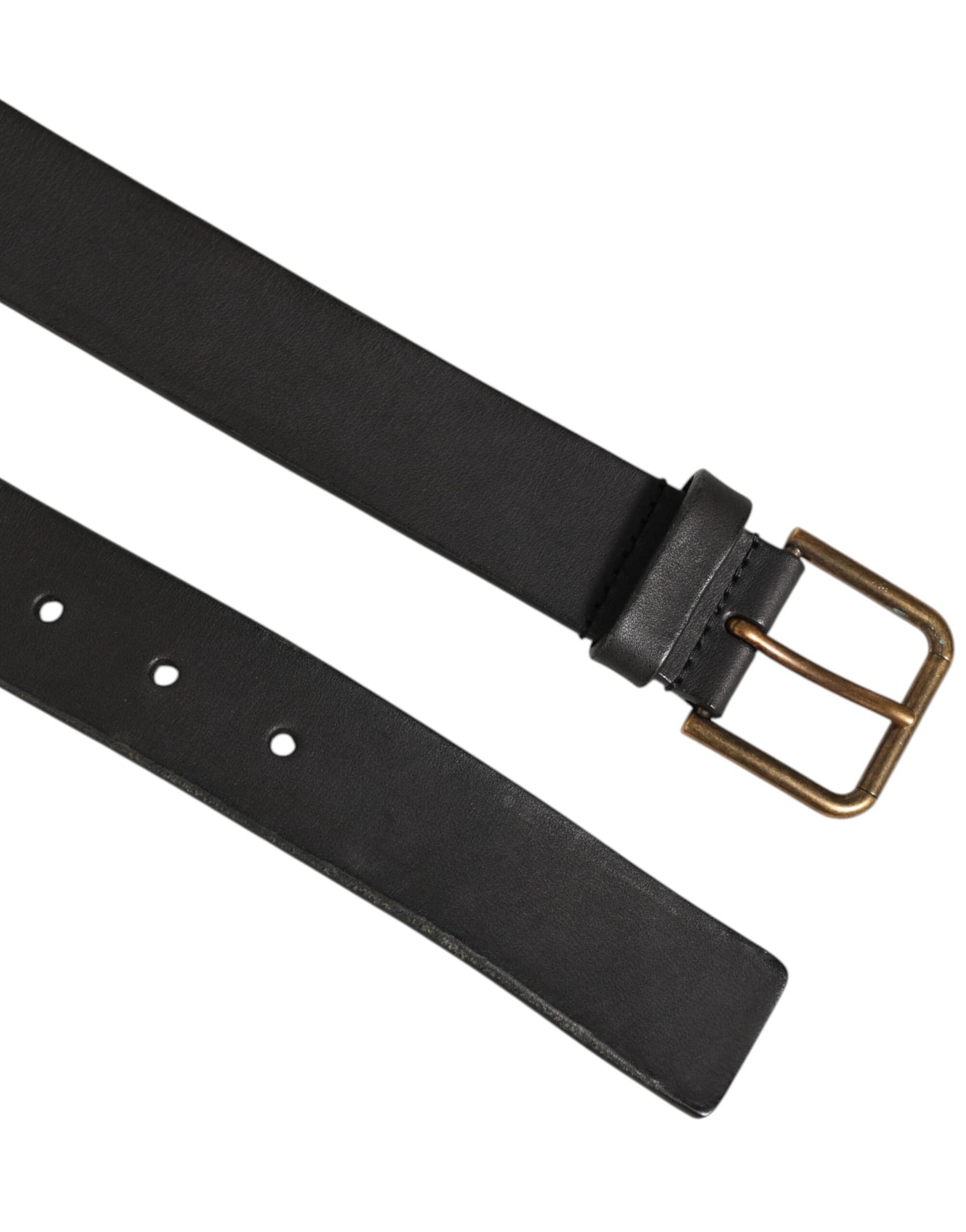 Dolce & Gabbana Black Leather Metal Buckle Classic Men Belt - Image 4