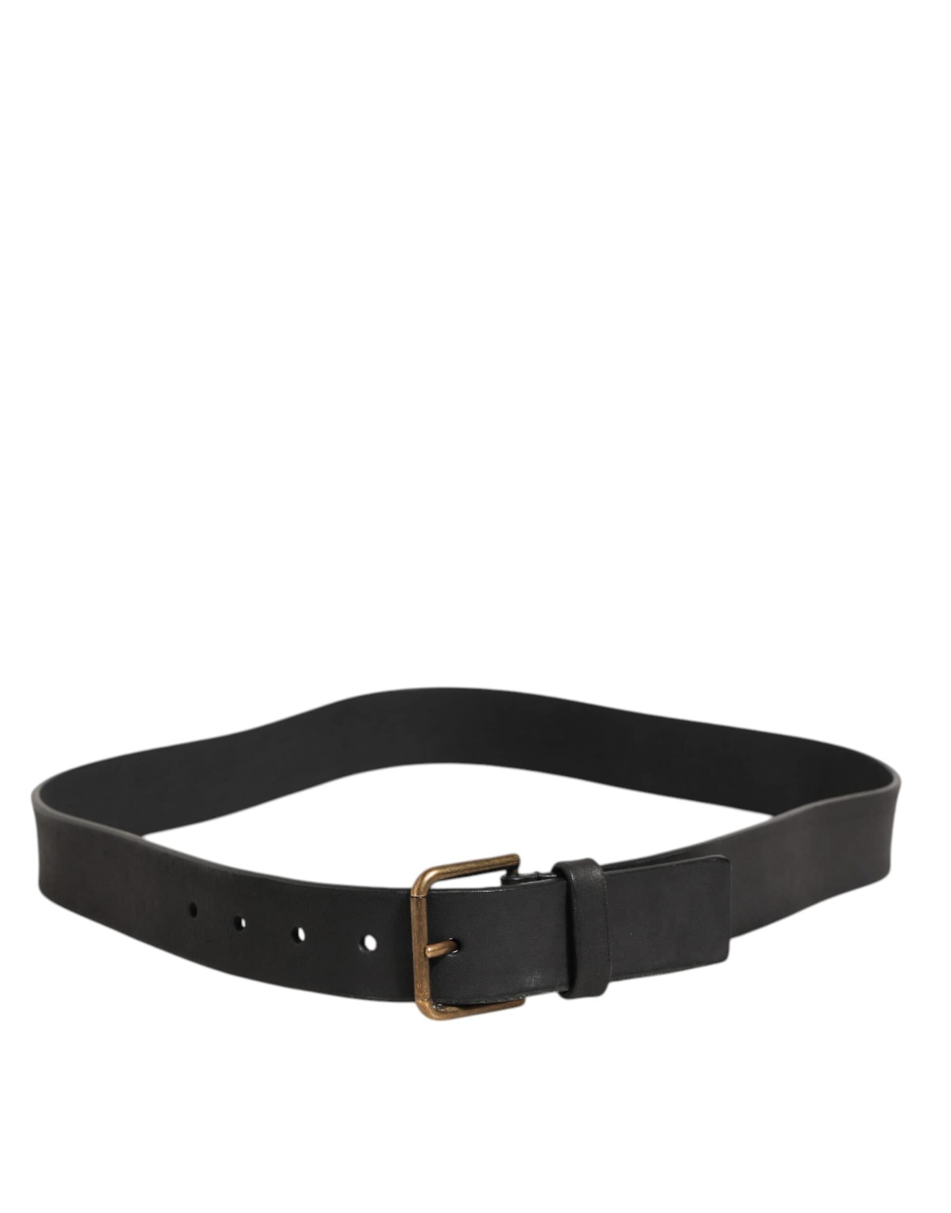 Dolce & Gabbana Black Leather Metal Buckle Classic Men Belt - Image 5