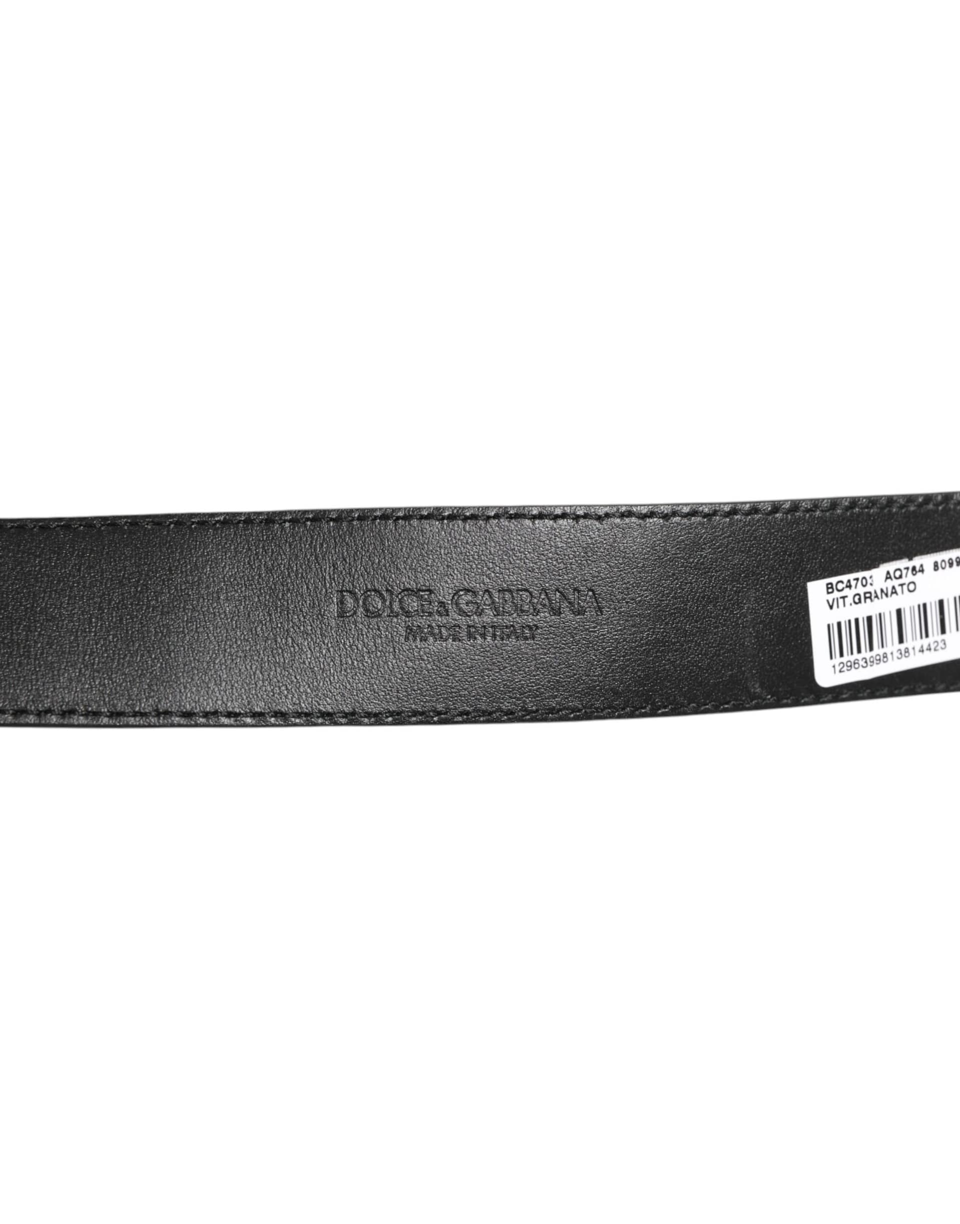 Dolce & Gabbana Black Leather Classic Metal Logo Buckle Belt - Image 3
