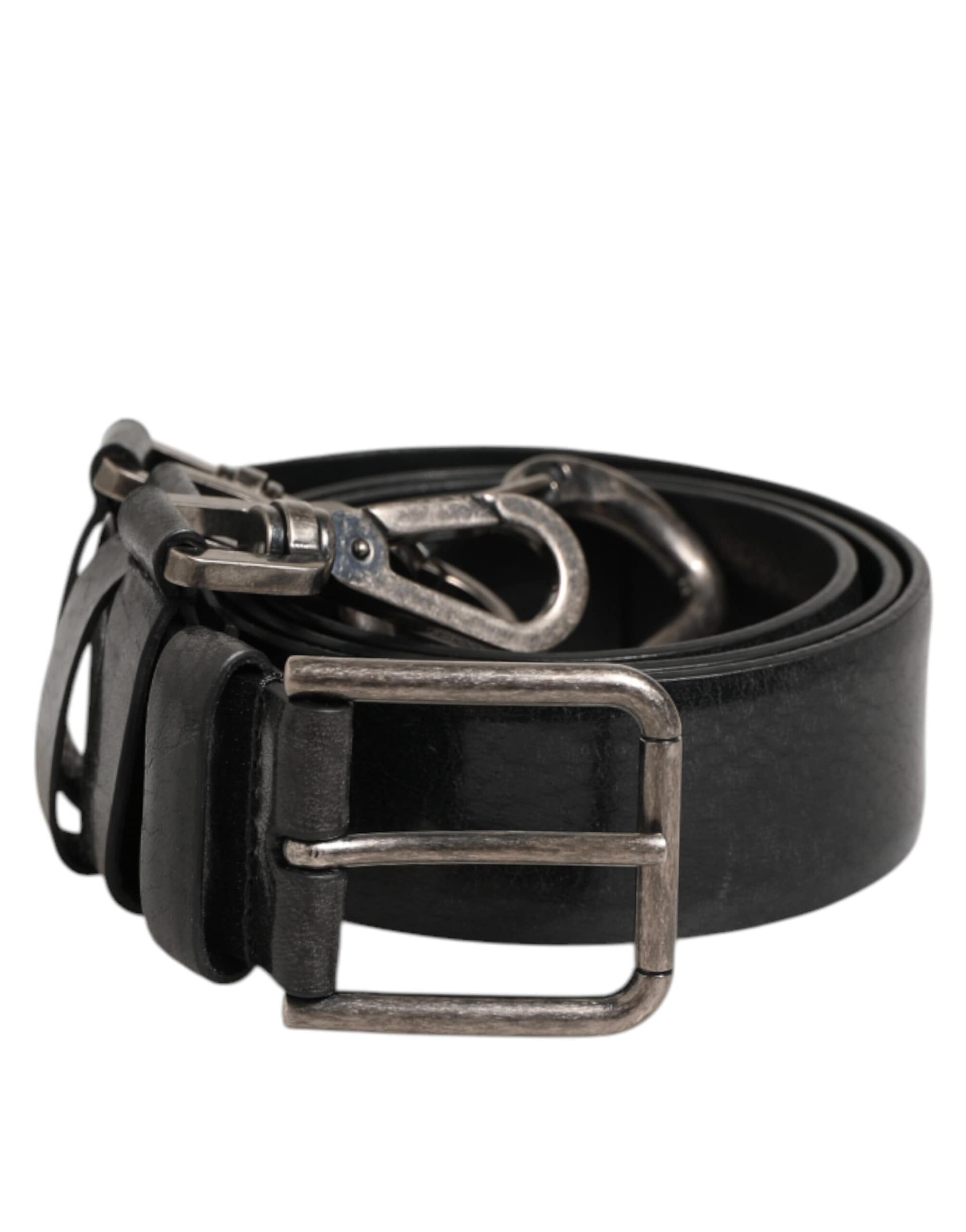 Dolce & Gabbana Black Key Ring Clip Attachments Buckle Belt - Image 2
