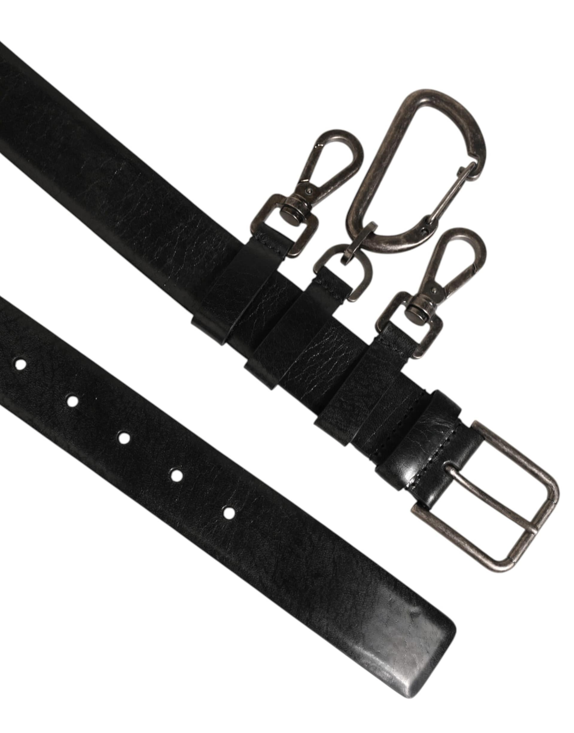 Dolce & Gabbana Black Key Ring Clip Attachments Buckle Belt - Image 4