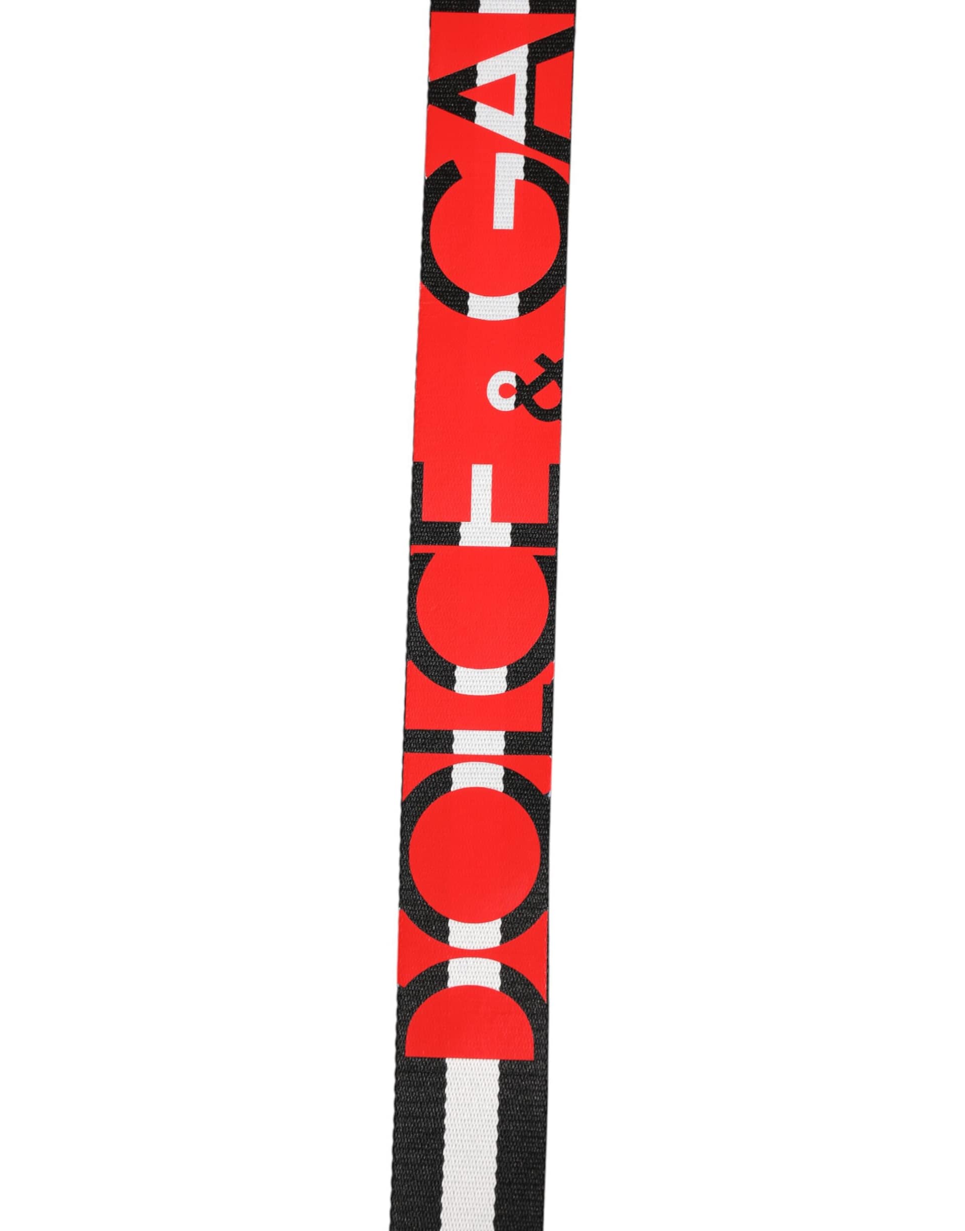 Dolce & Gabbana Black White Striped Logo Metal Buckle Belt - Image 7