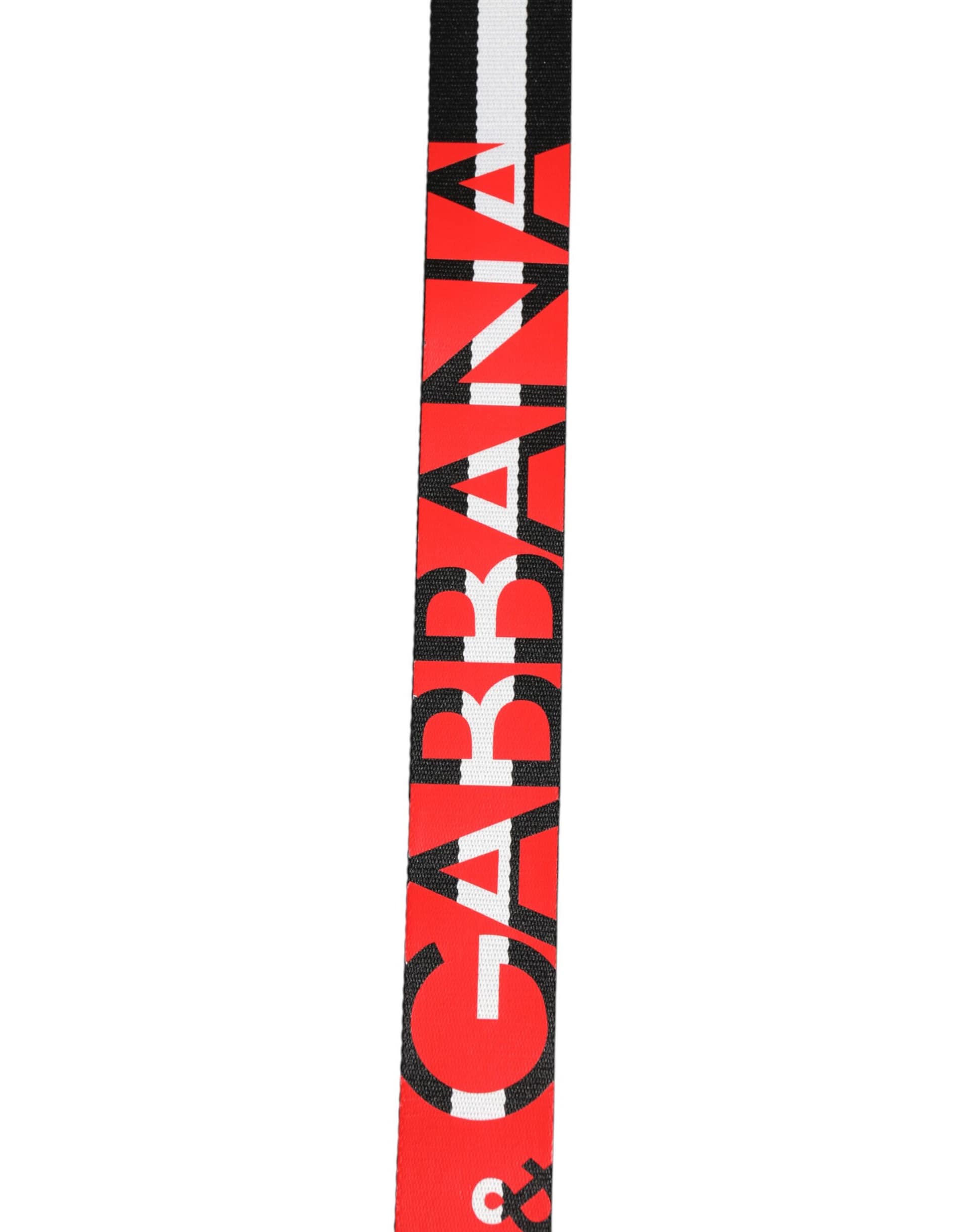 Dolce & Gabbana Black White Striped Logo Metal Buckle Belt - Image 8