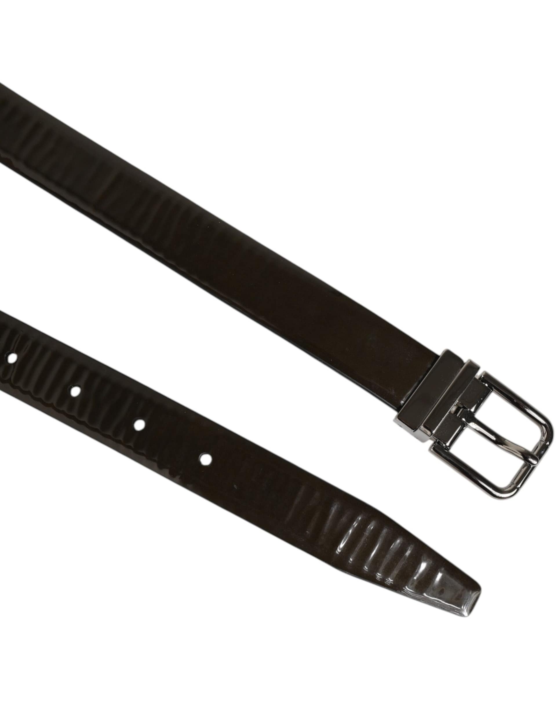 Dolce & Gabbana Brown Glossy Leather Classic Metal Buckle Belt - Image 4