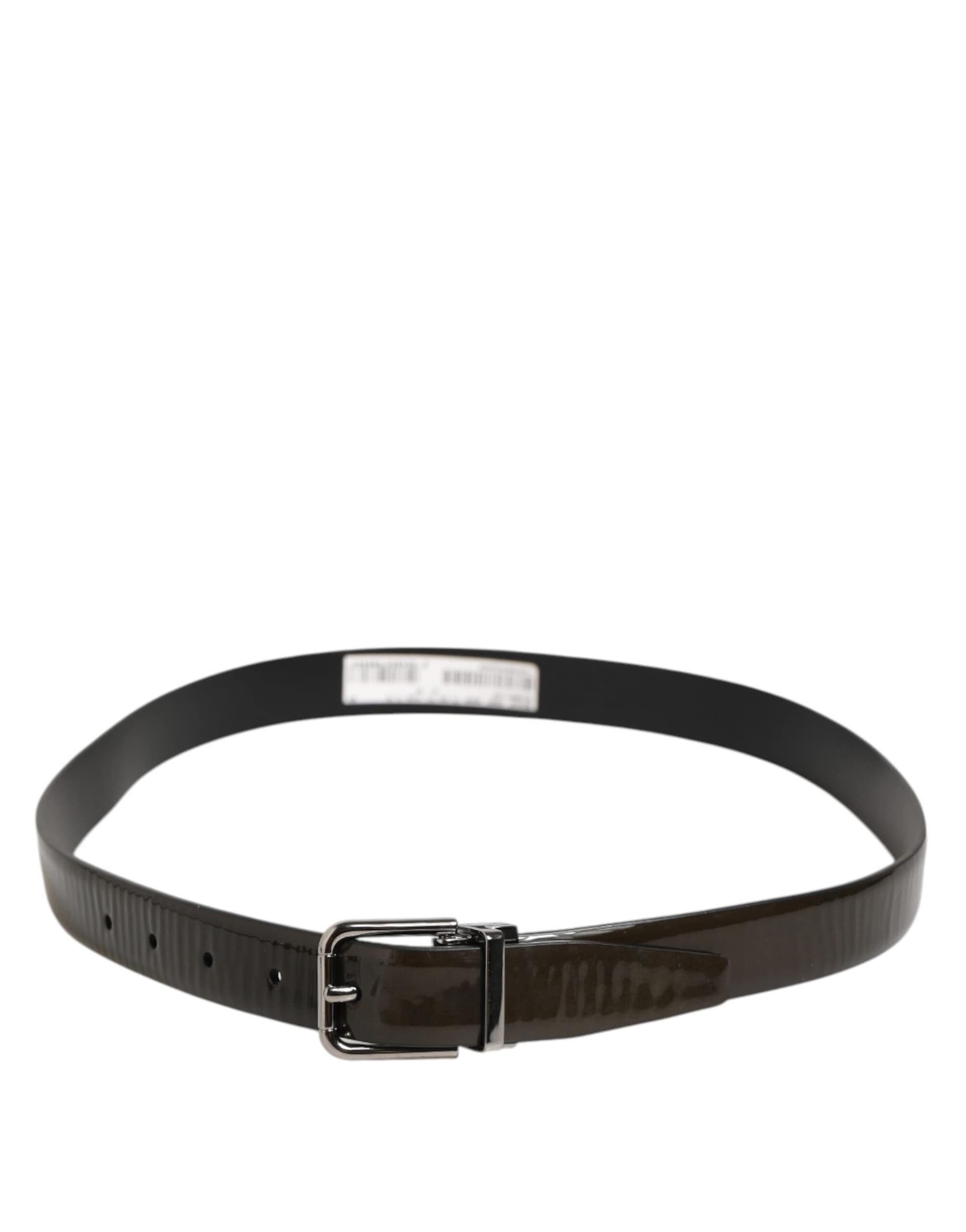 Dolce & Gabbana Brown Glossy Leather Classic Metal Buckle Belt - Image 5