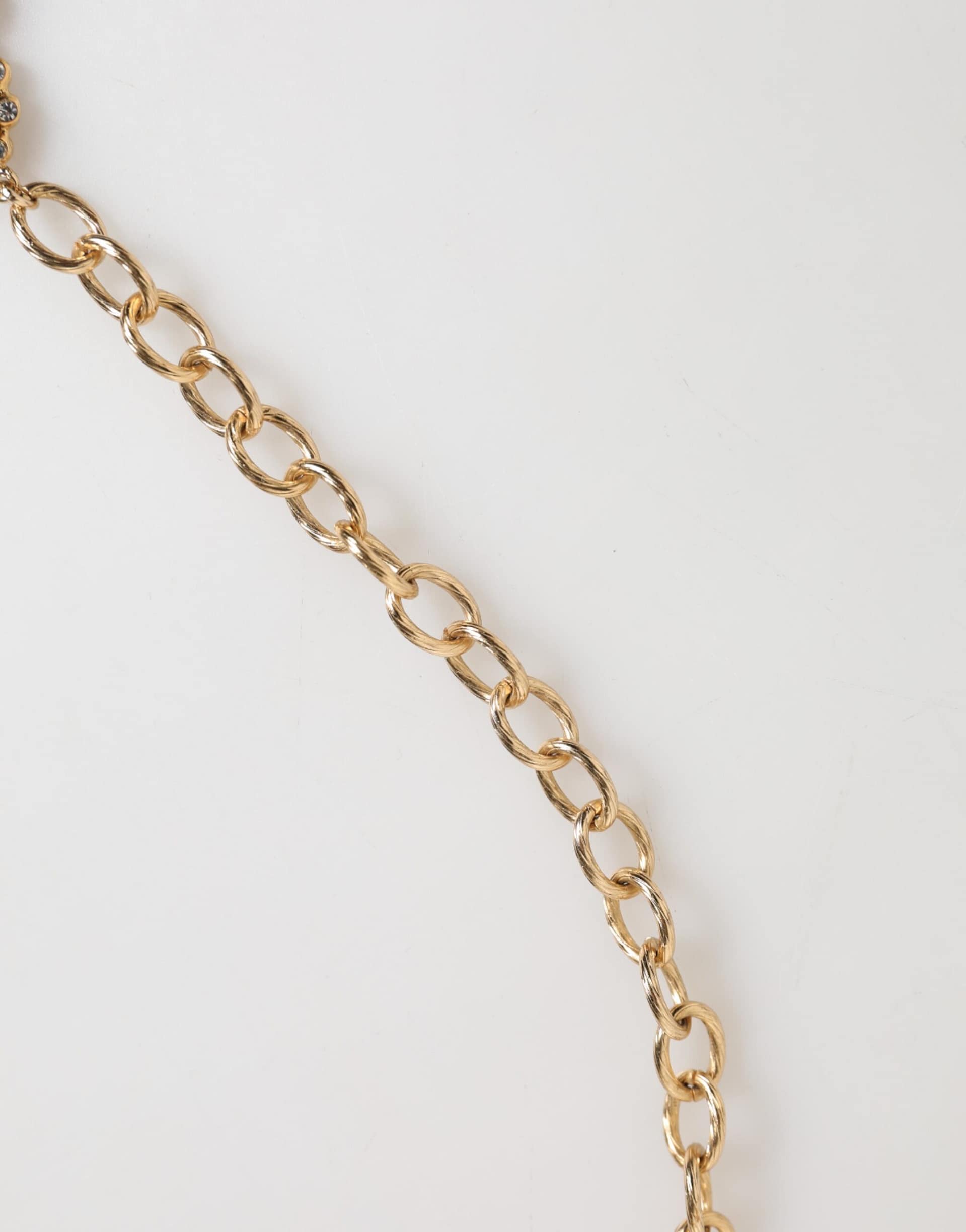 Dolce & Gabbana Gold Crystal Clock Pendant Statement Jewelry Necklace - Image 5