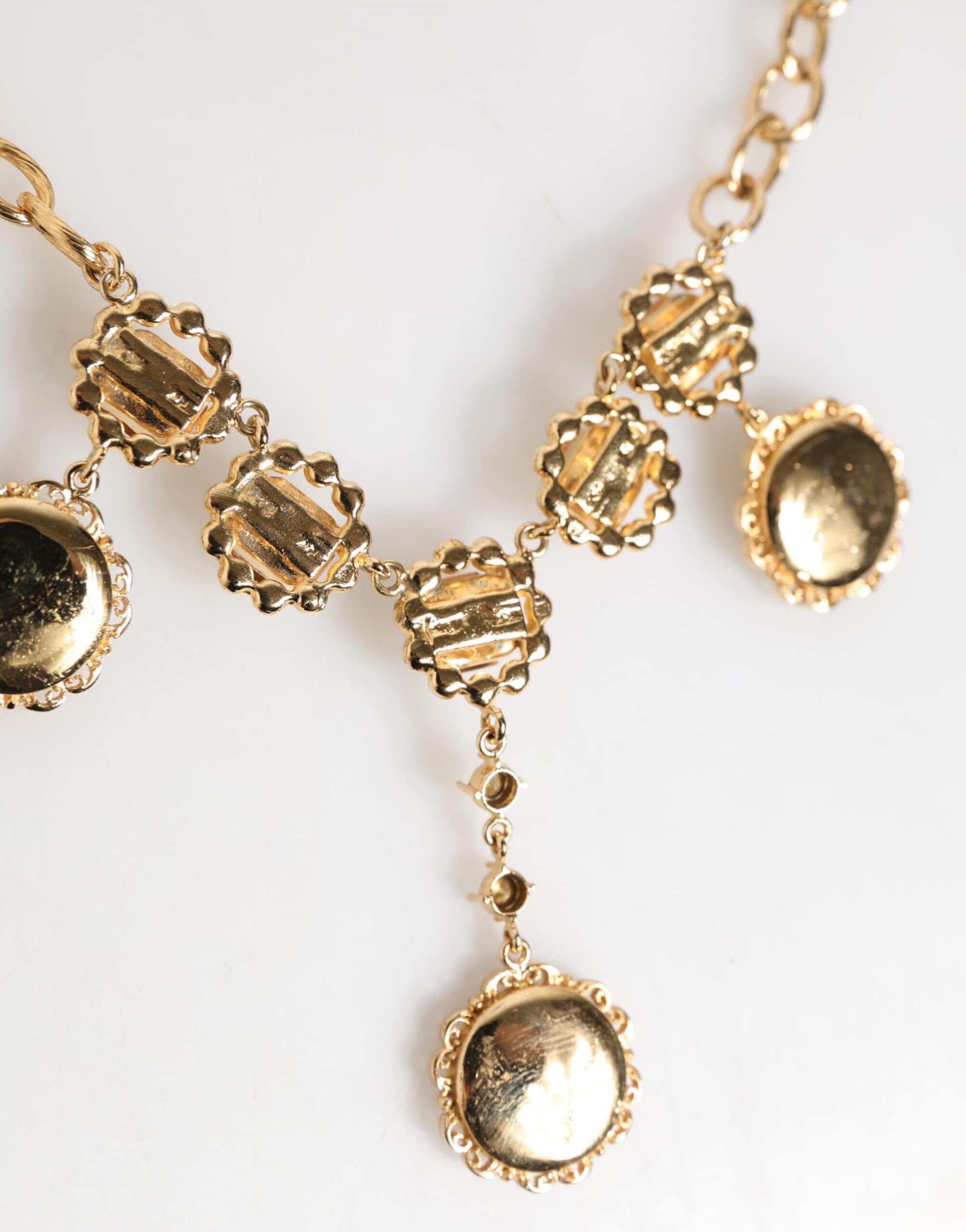 Dolce & Gabbana Gold Crystal Clock Pendant Statement Jewelry Necklace - Image 7