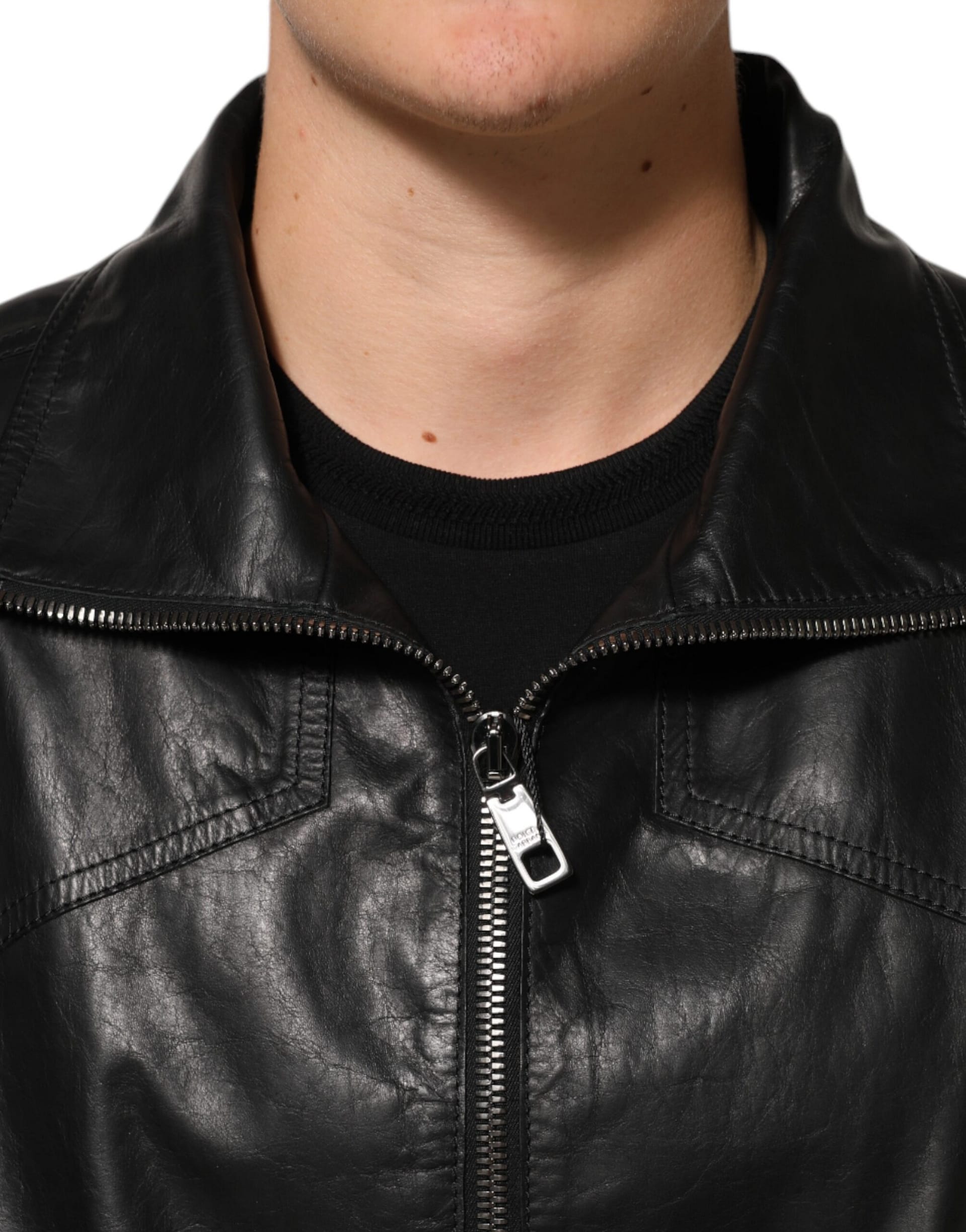 Dolce & Gabbana Black Leather Full Zip Biker Blouson Jacket - Image 5