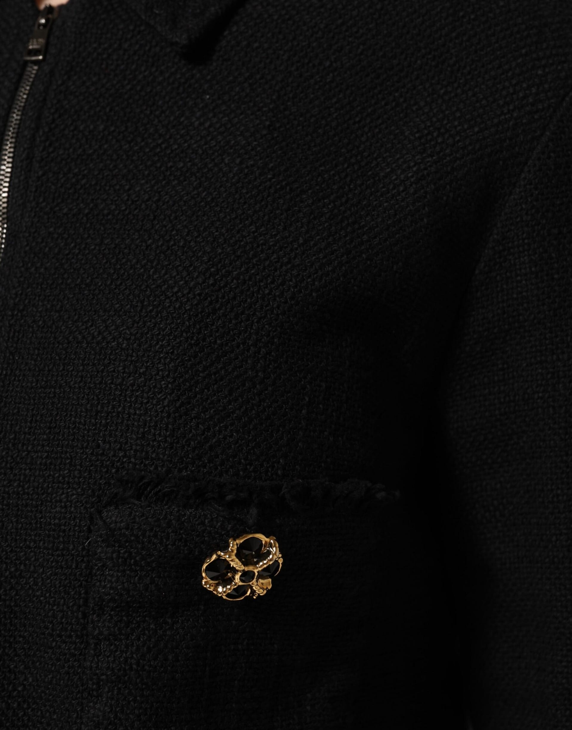 Dolce & Gabbana Black Cotton Full Zip Cropped Coat Jacket - Image 6