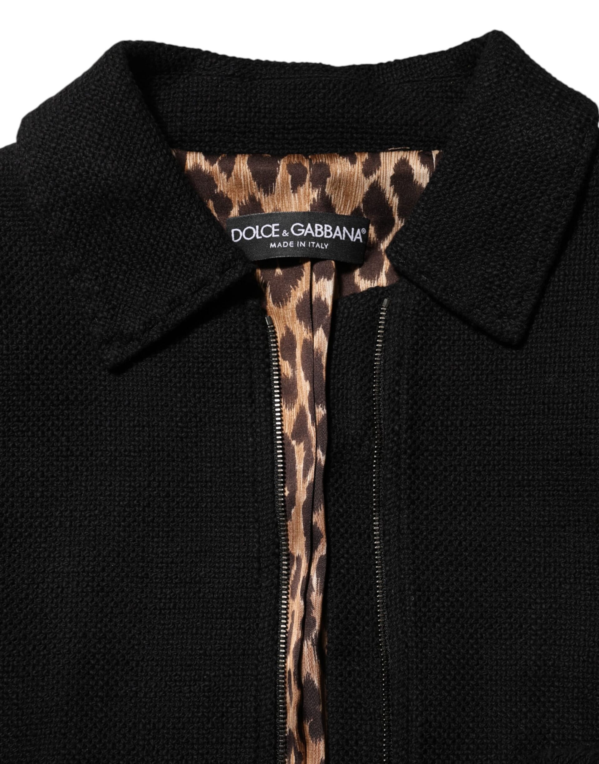 Dolce & Gabbana Black Cotton Full Zip Cropped Coat Jacket - Image 7