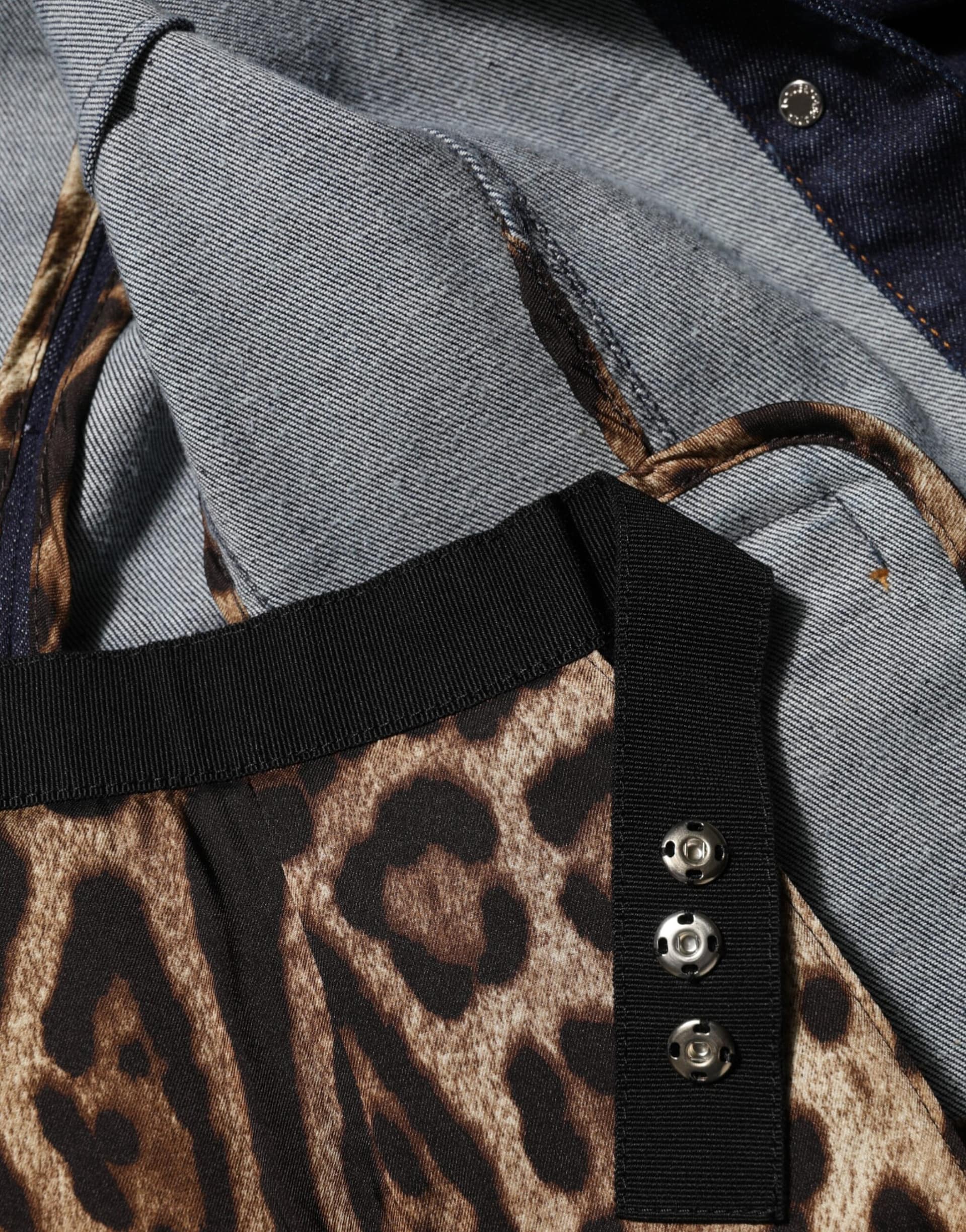 Dolce & Gabbana Dark Blue Cotton Collared Denim Coat Jacket - Image 8