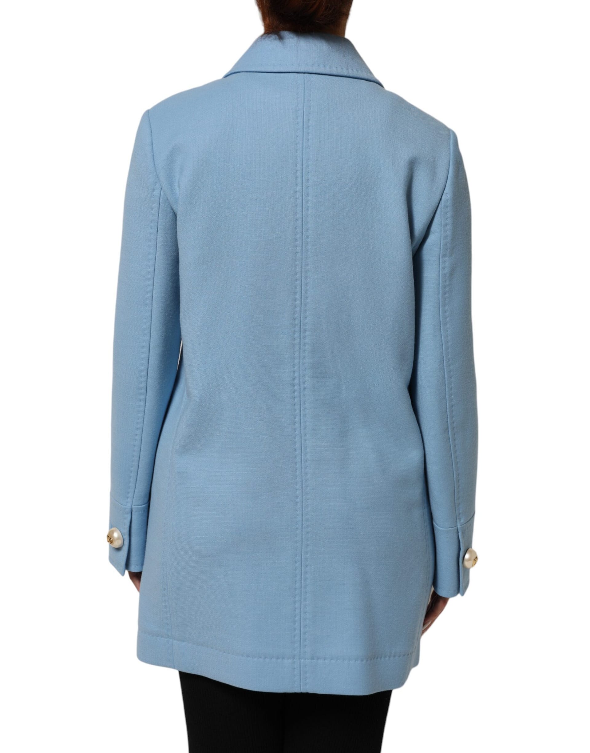 Dolce & Gabbana Blue Buttoned Down Trench Coat Jacket - Image 4