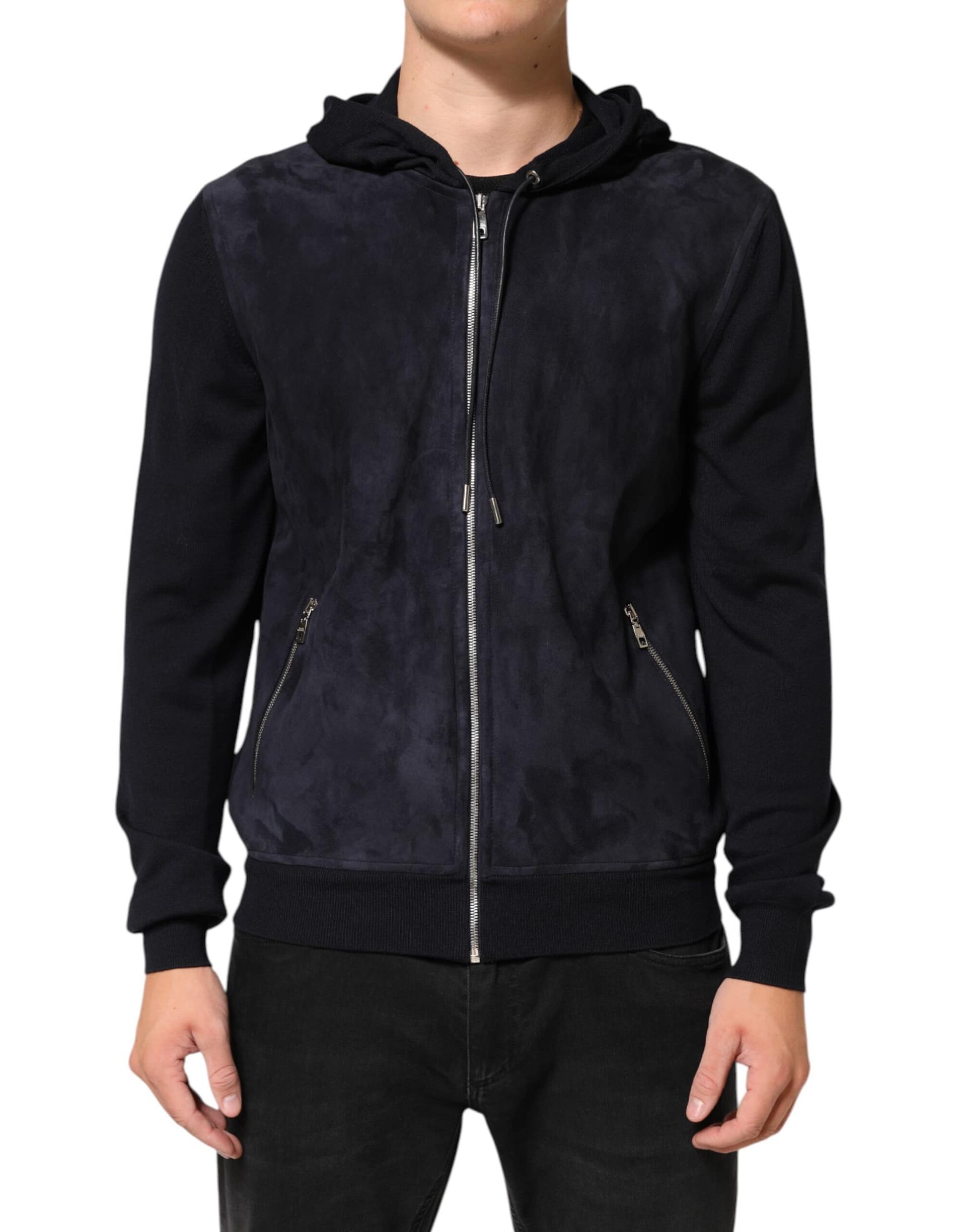 Dolce & Gabbana Black Leather Full Zip Hooded Blouson Jacket - Image 2