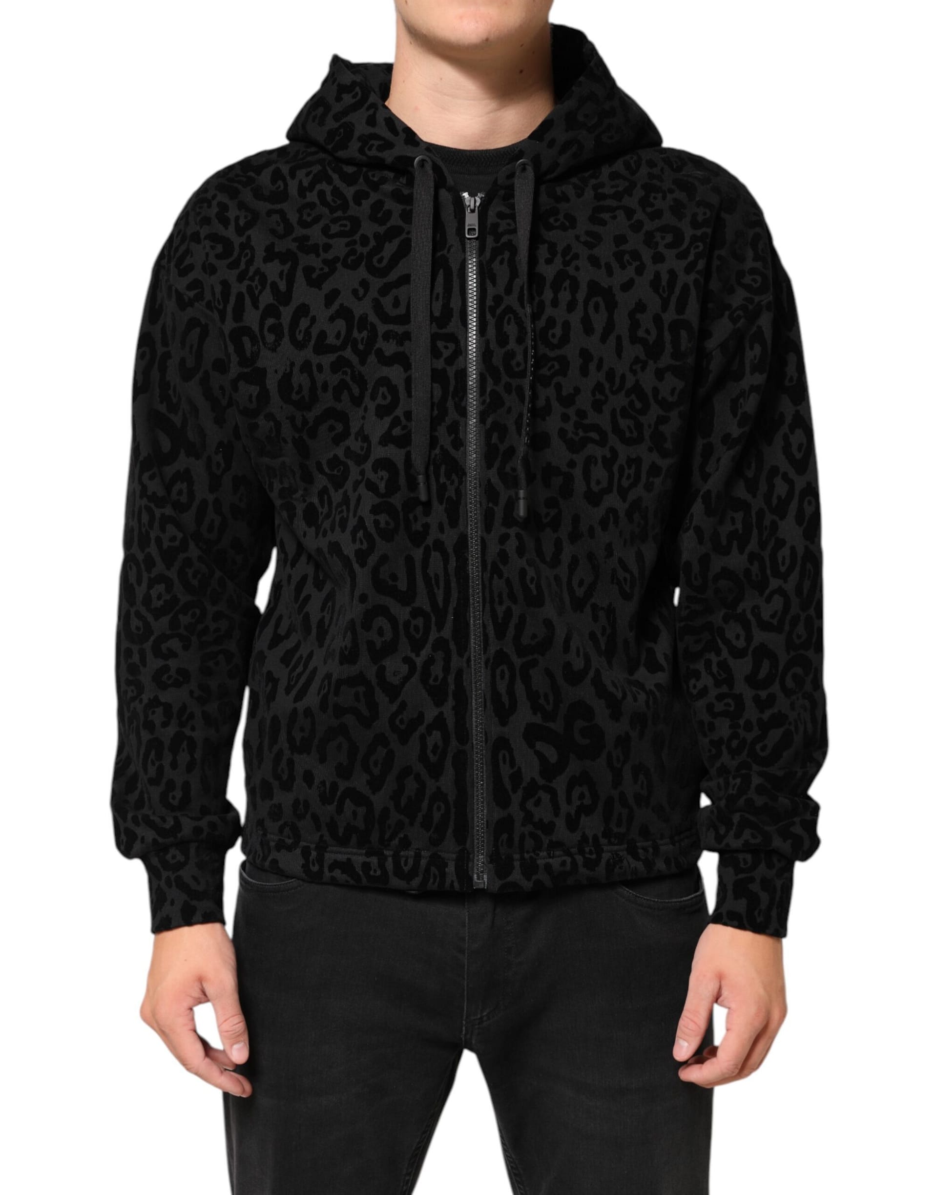 Dolce & Gabbana Black Cotton Hooded Full Zip Bomber Jacket - Image 2