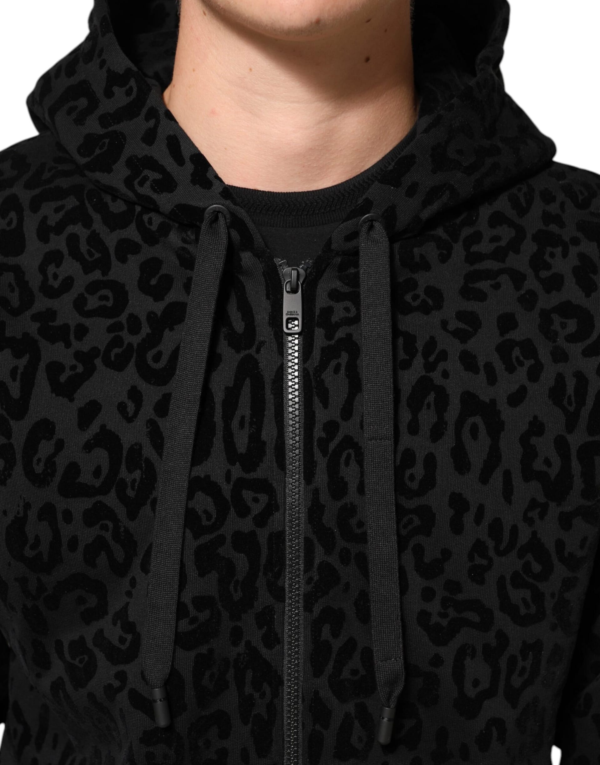 Dolce & Gabbana Black Cotton Hooded Full Zip Bomber Jacket - Image 5