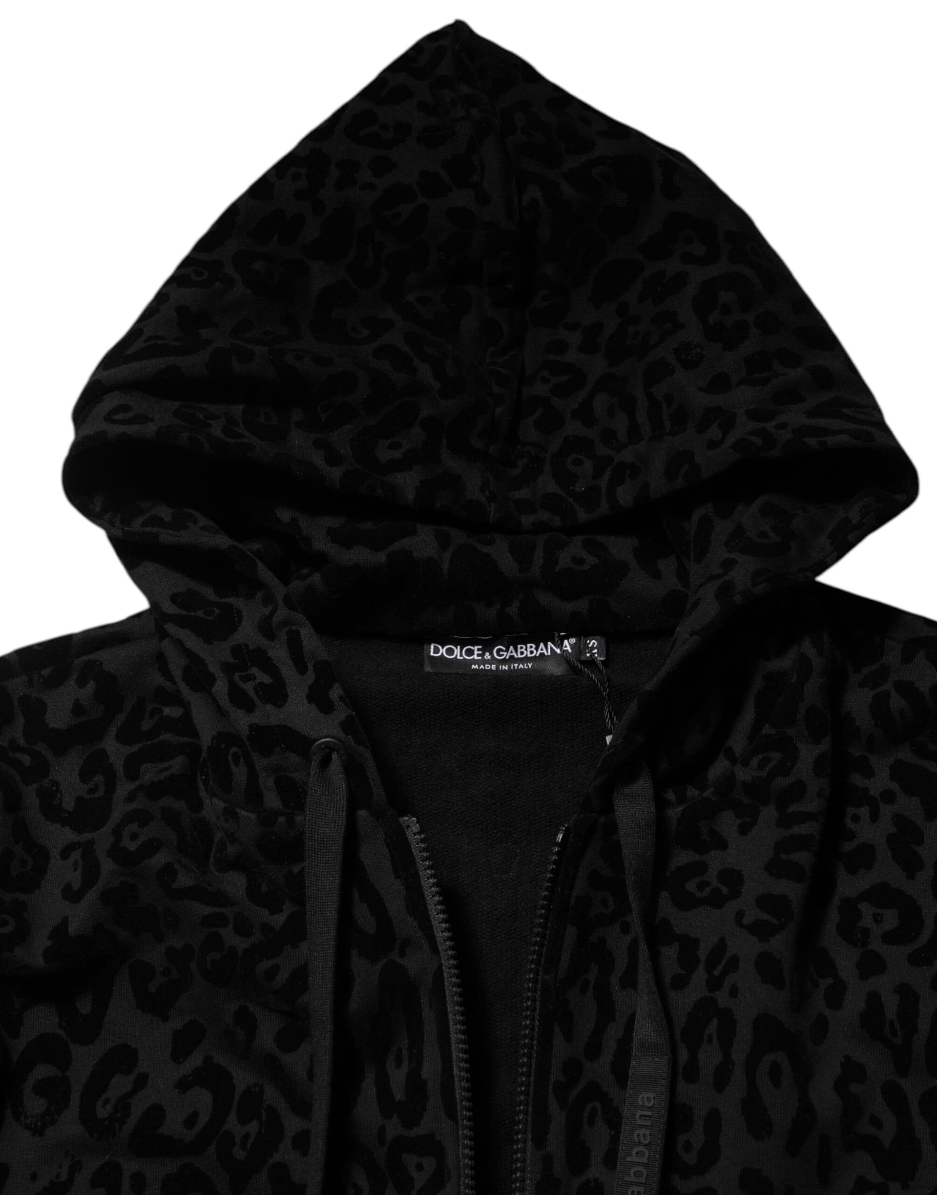 Dolce & Gabbana Black Cotton Hooded Full Zip Bomber Jacket - Image 7