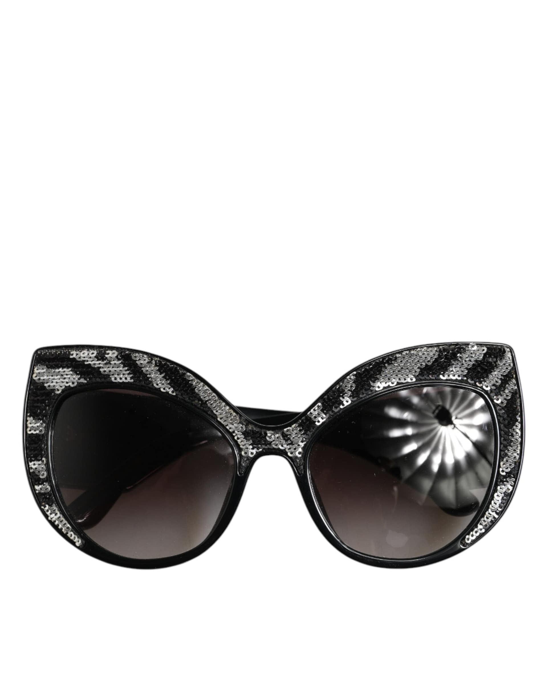 Dolce & Gabbana Black Silver Sequin Butterfly Polarized Sunglasses - Image 2