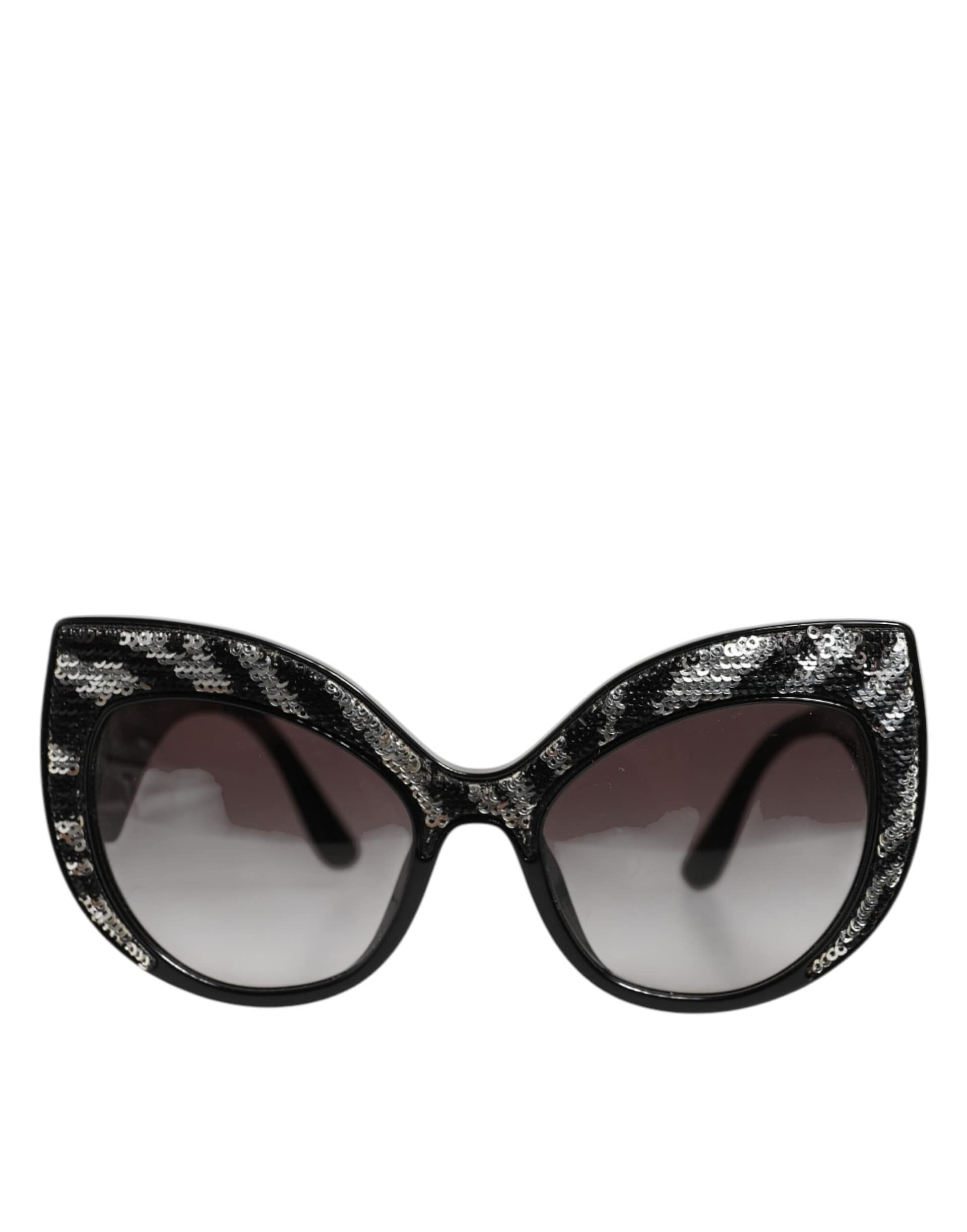 Dolce & Gabbana Black Silver Sequin Butterfly Polarized Sunglasses - Image 3