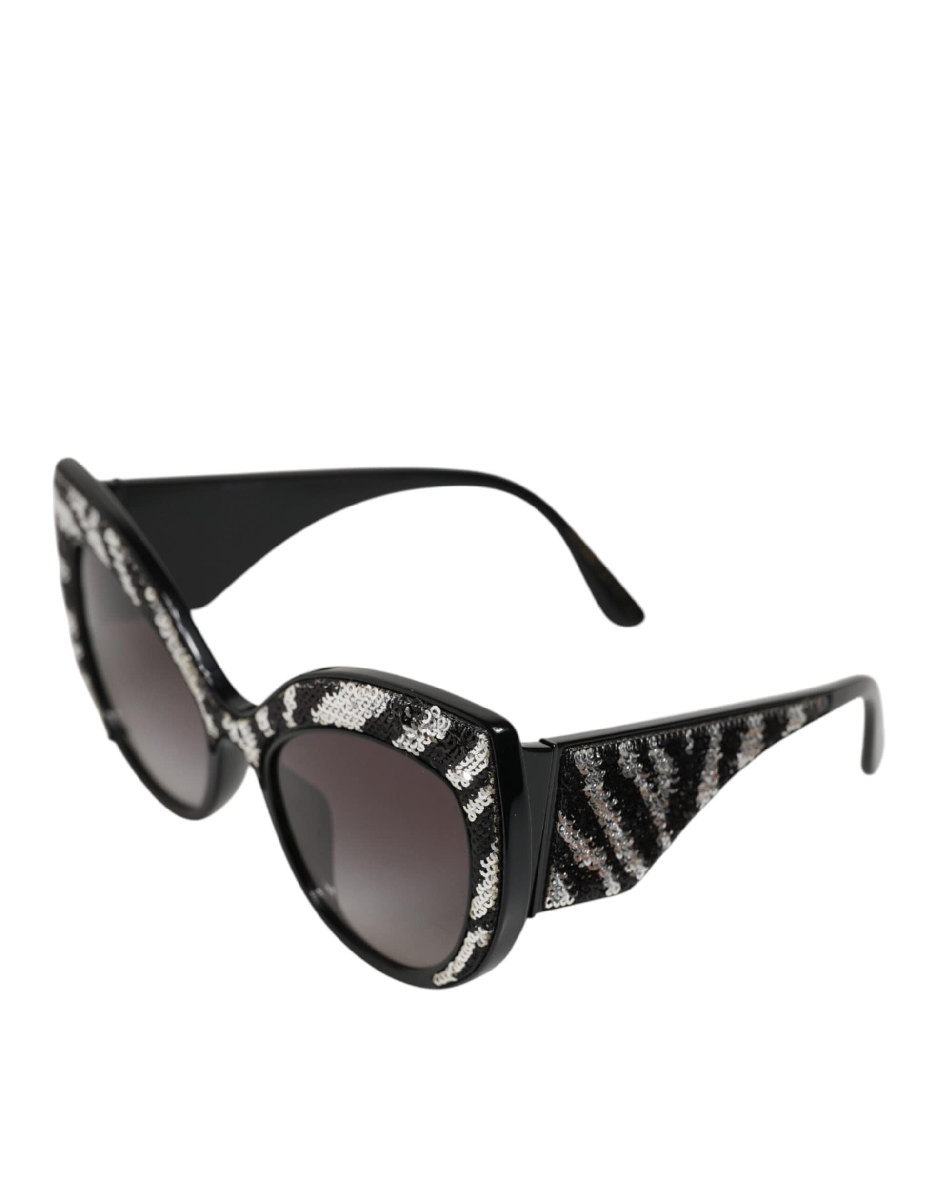 Dolce & Gabbana Black Silver Sequin Butterfly Polarized Sunglasses - Image 4