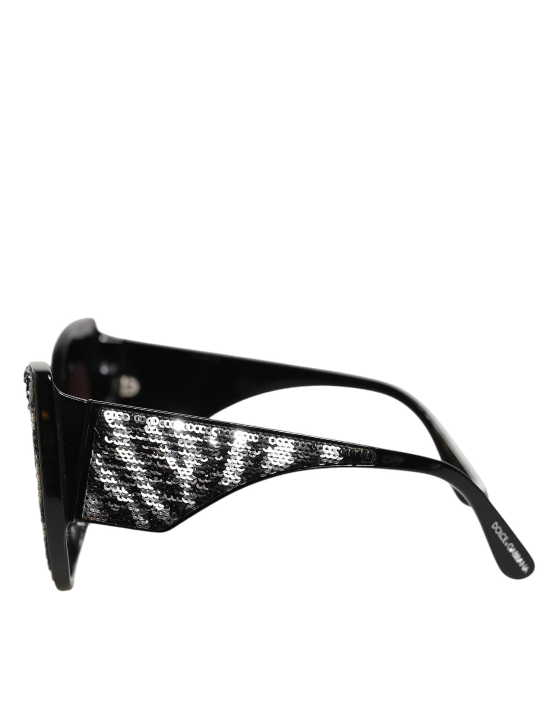Dolce & Gabbana Black Silver Sequin Butterfly Polarized Sunglasses - Image 5