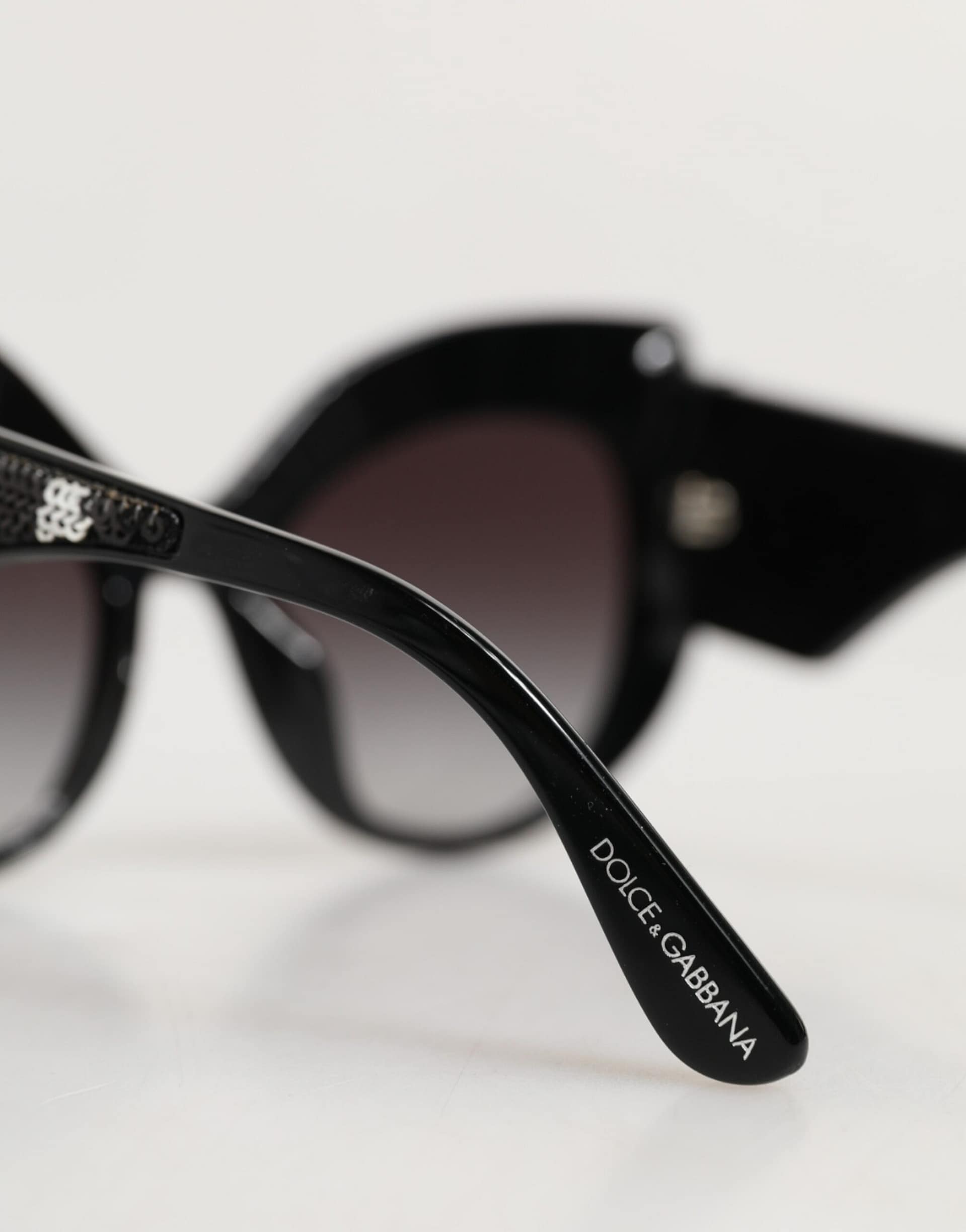 Dolce & Gabbana Black Silver Sequin Butterfly Polarized Sunglasses - Image 6