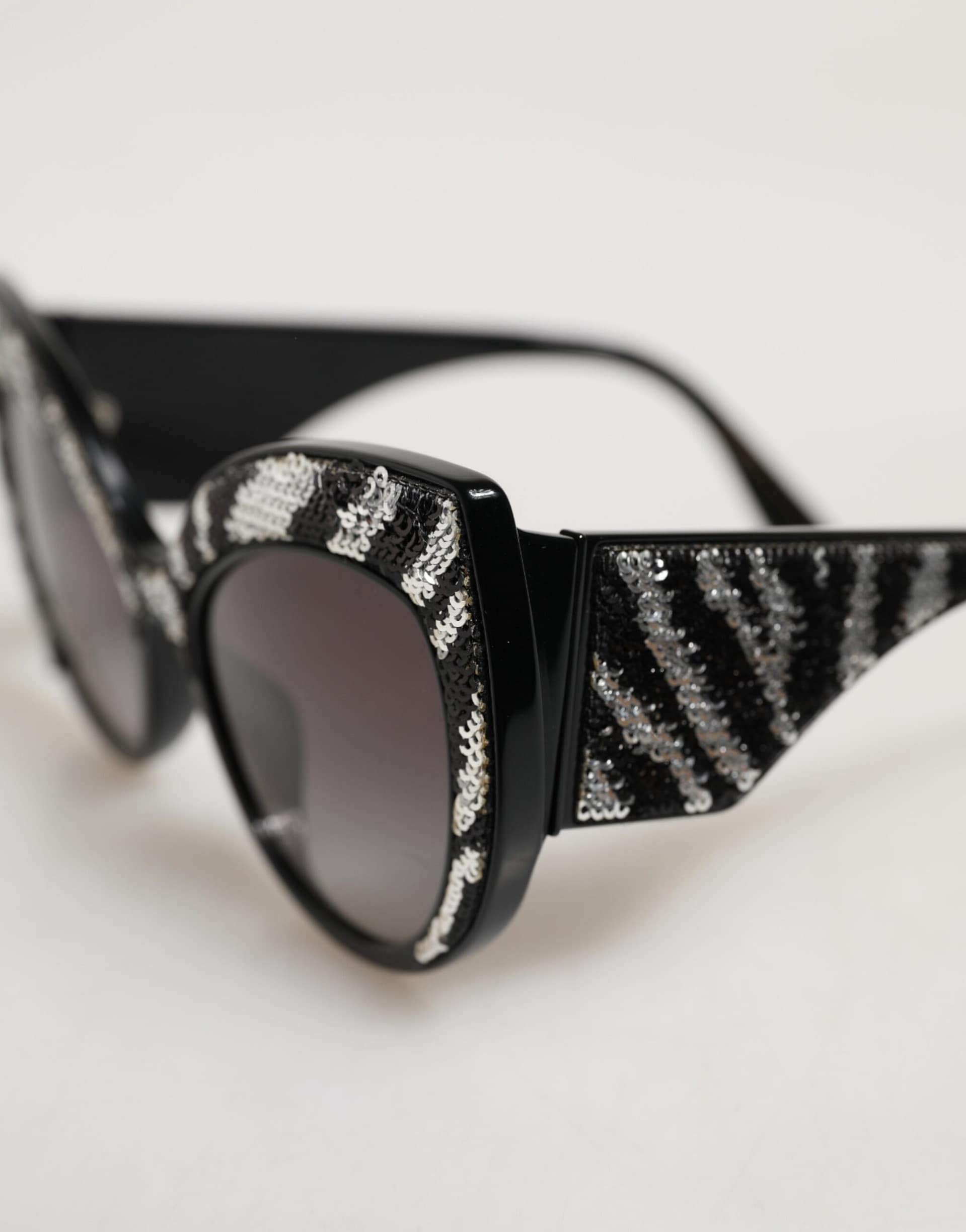 Dolce & Gabbana Black Silver Sequin Butterfly Polarized Sunglasses - Image 8