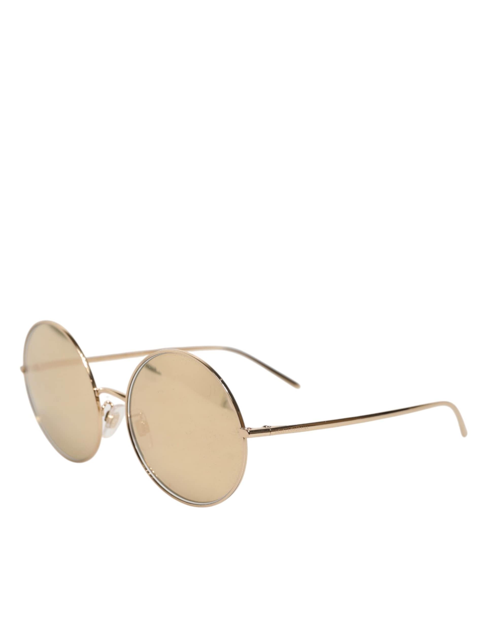 Dolce & Gabbana Gold Metal Round Shades Eyewear Sunglasses - Image 3