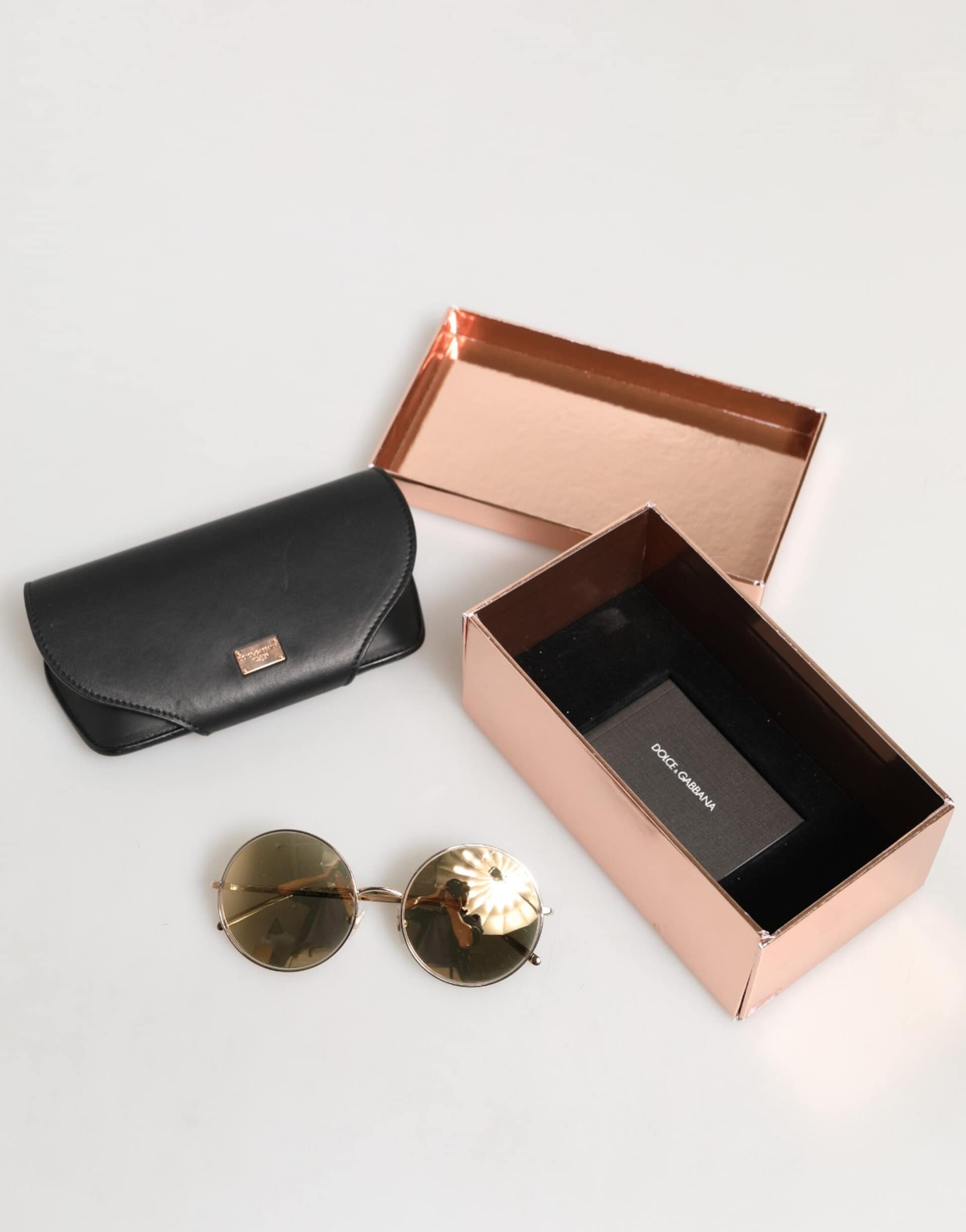 Dolce & Gabbana Gold Metal Round Shades Eyewear Sunglasses - Image 8