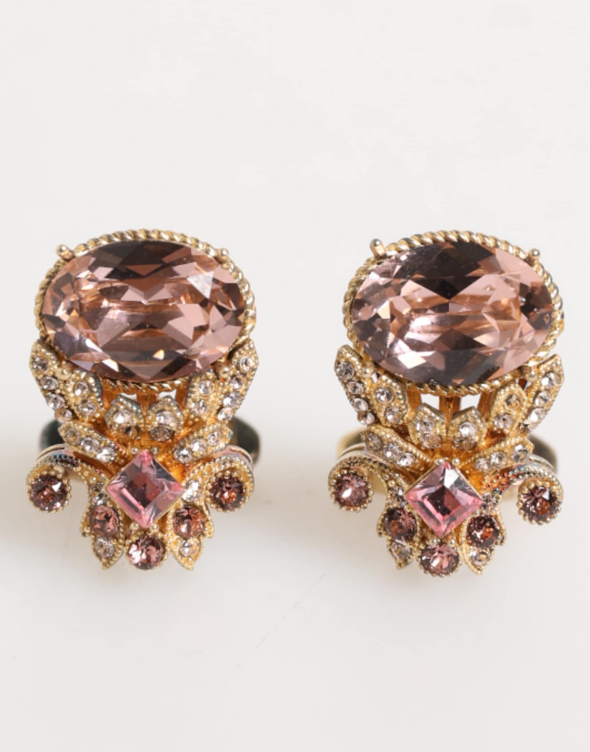 Dolce & Gabbana Gold Tone 925 Sterling Silver Crystal Accessory Cufflinks - Image 2