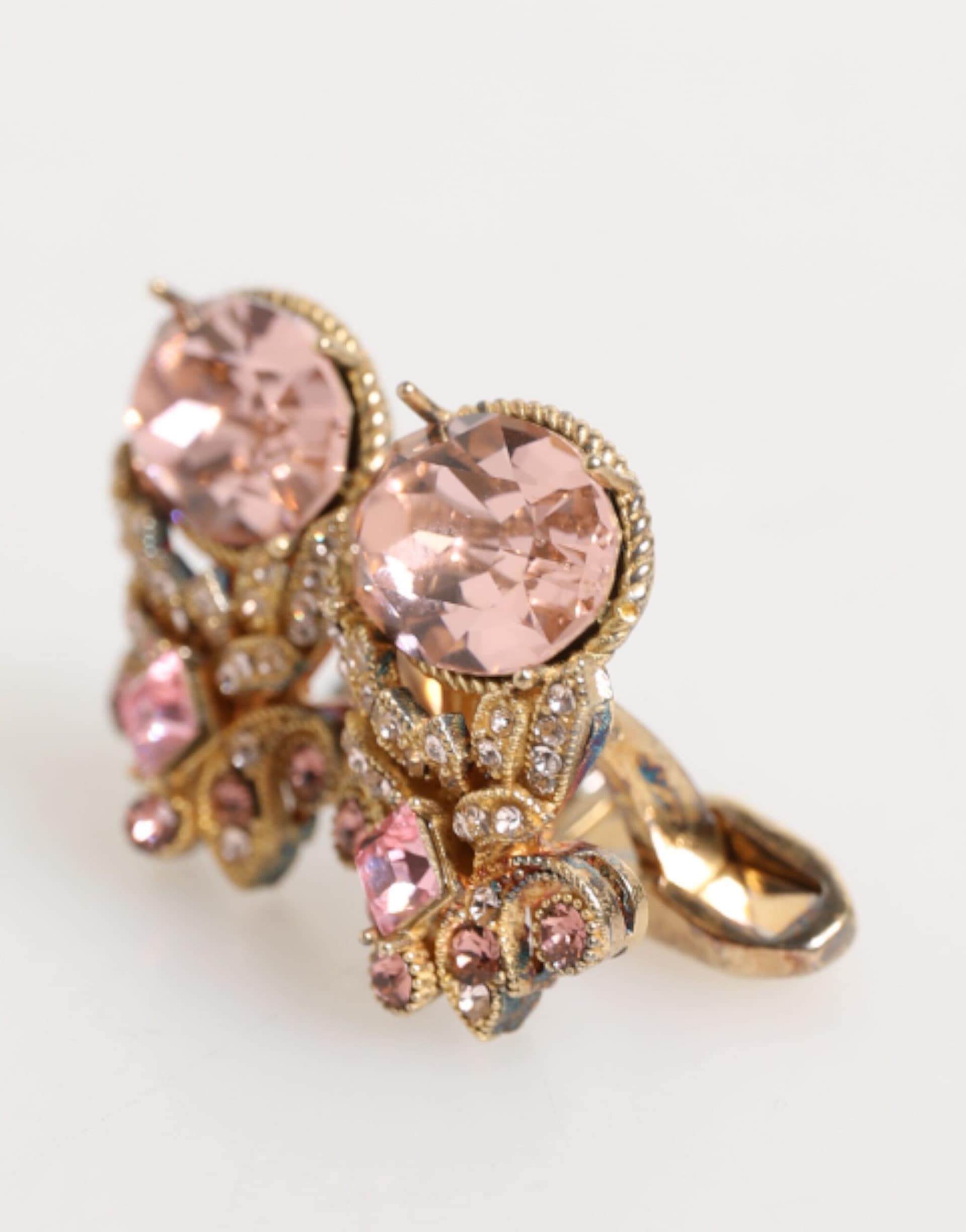 Dolce & Gabbana Gold Tone 925 Sterling Silver Crystal Accessory Cufflinks - Image 3