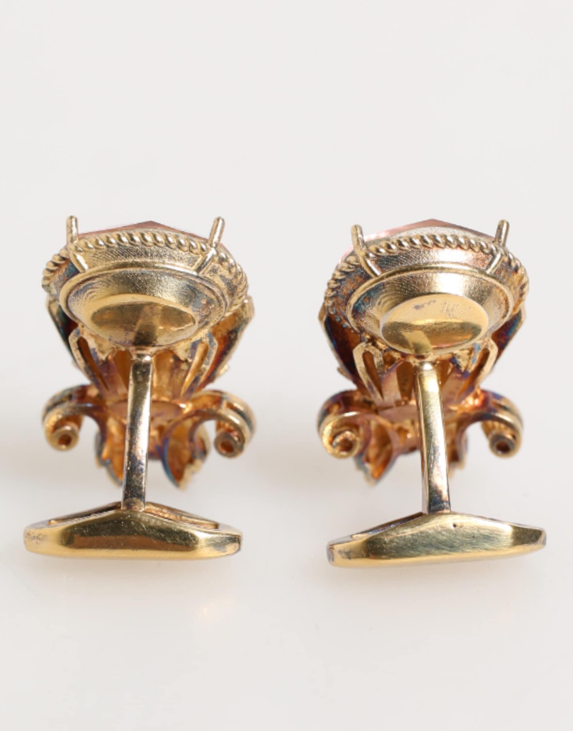 Dolce & Gabbana Gold Tone 925 Sterling Silver Crystal Accessory Cufflinks - Image 4
