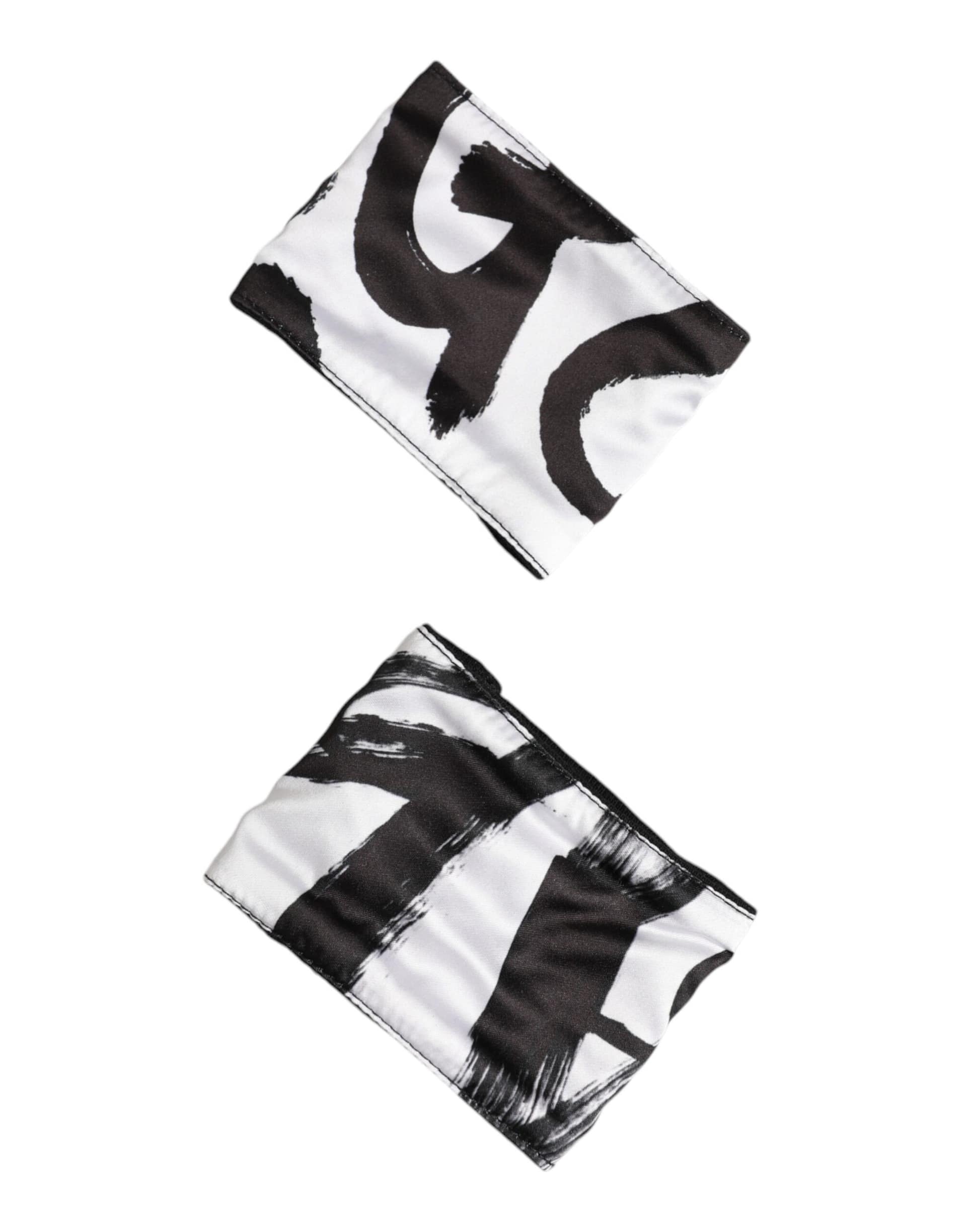 Dolce & Gabbana Black White DG Logo Silk 1 Pair Wristband - Image 2