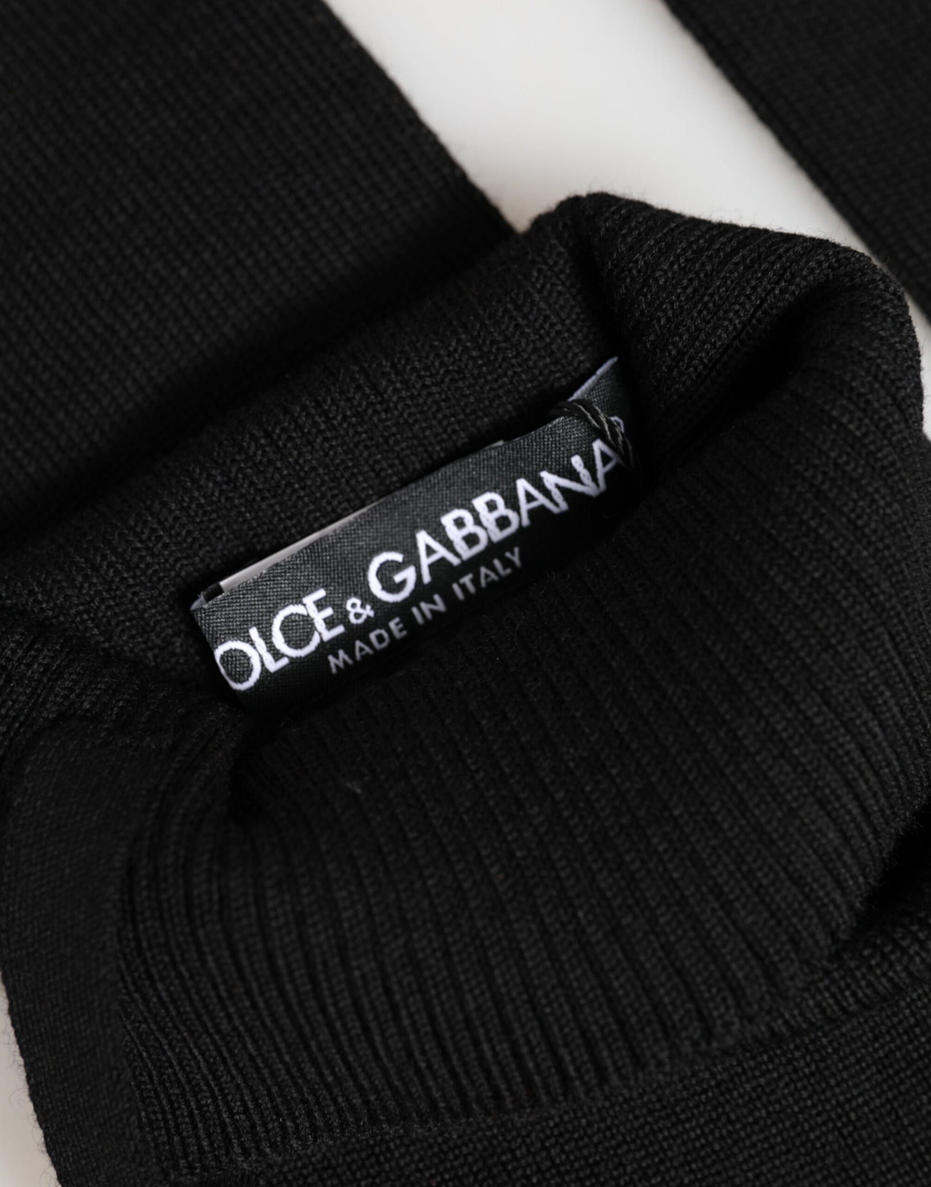 Dolce & Gabbana Black Virgin Wool Knitted Fingerless Men Gloves - Image 2