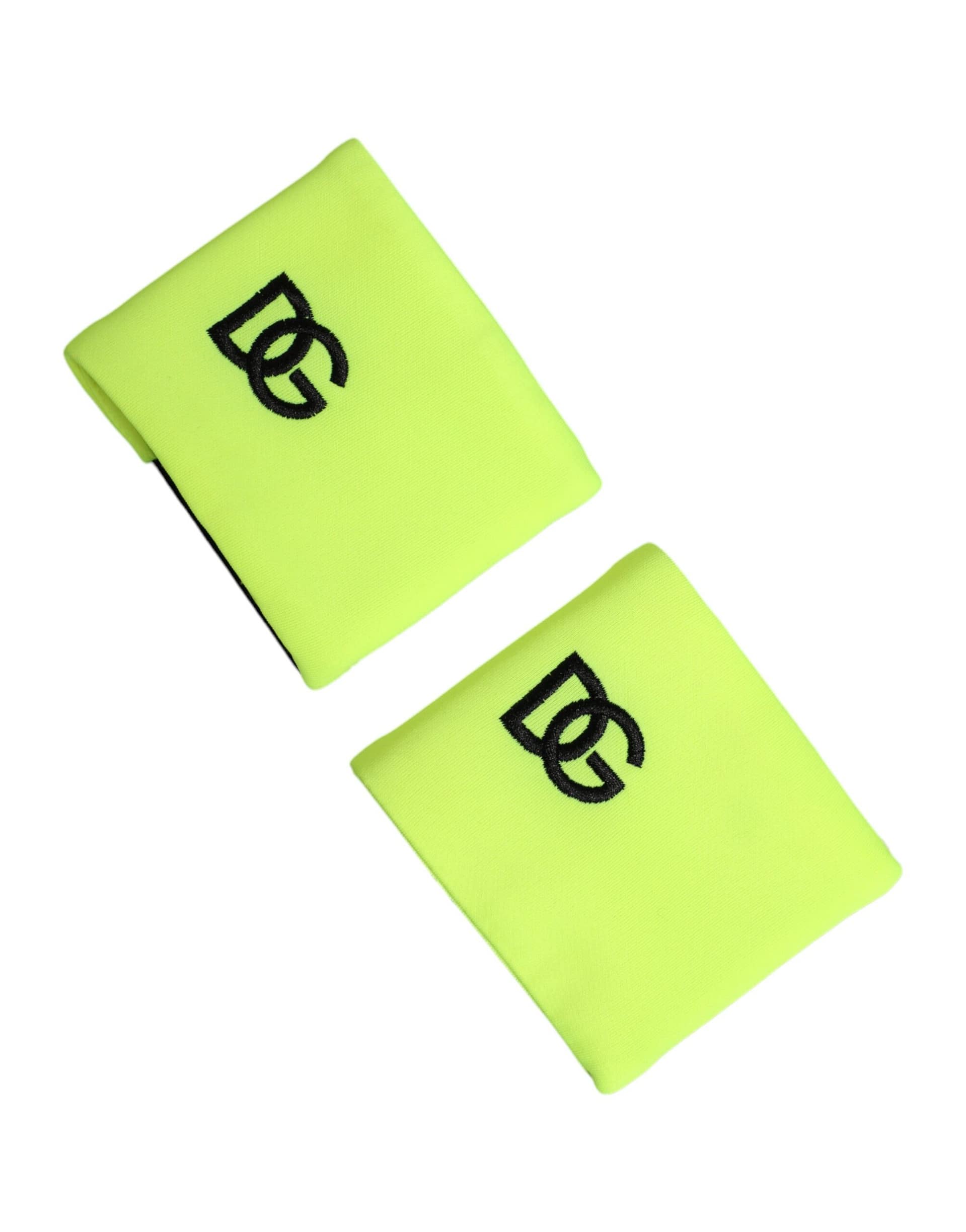 Dolce & Gabbana Yellow Green DG Logo Polyester 1 Pair Wristband - Image 2
