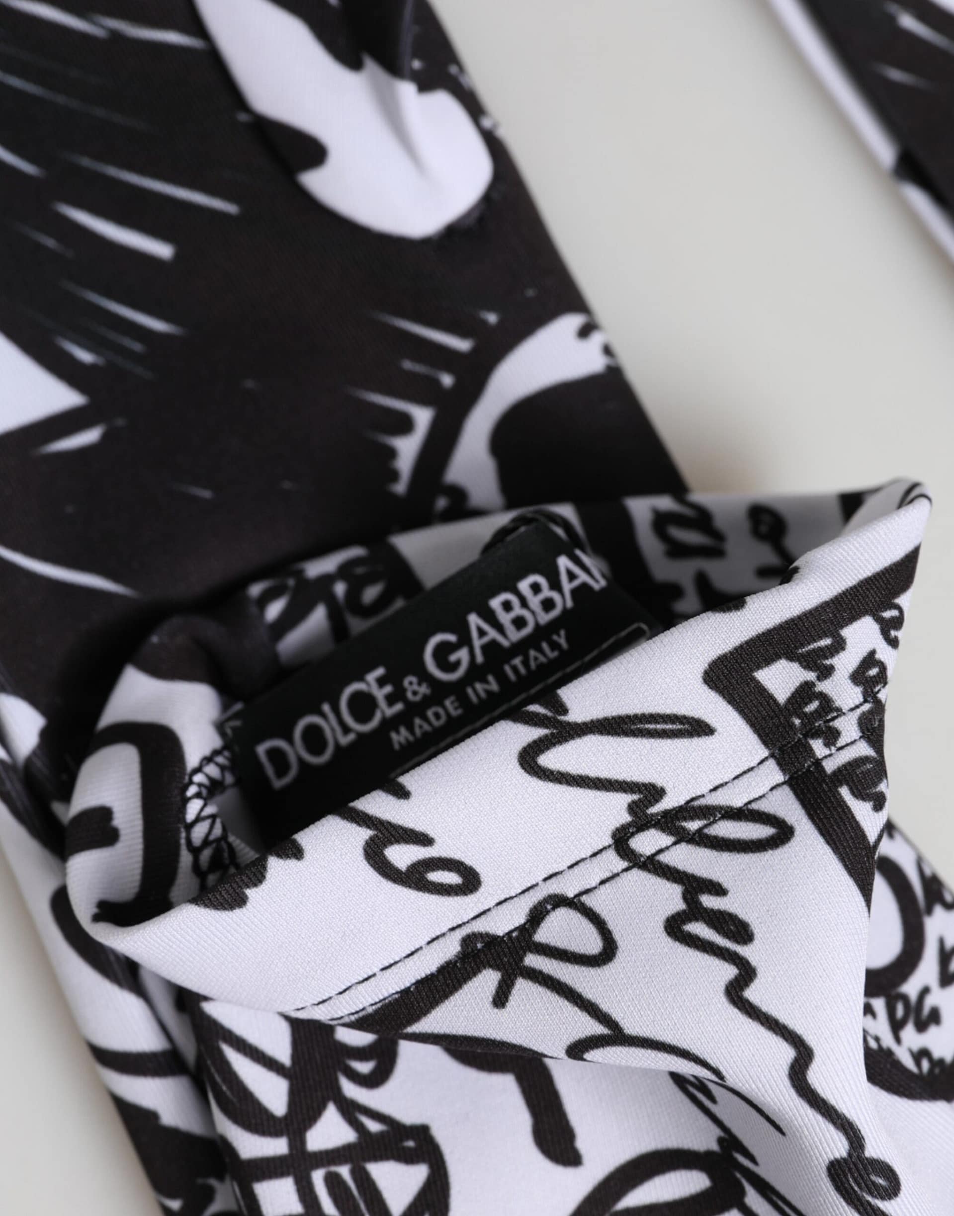 Dolce & Gabbana Gloves Black White DG Logo Elbow Length Mitten - Image 3