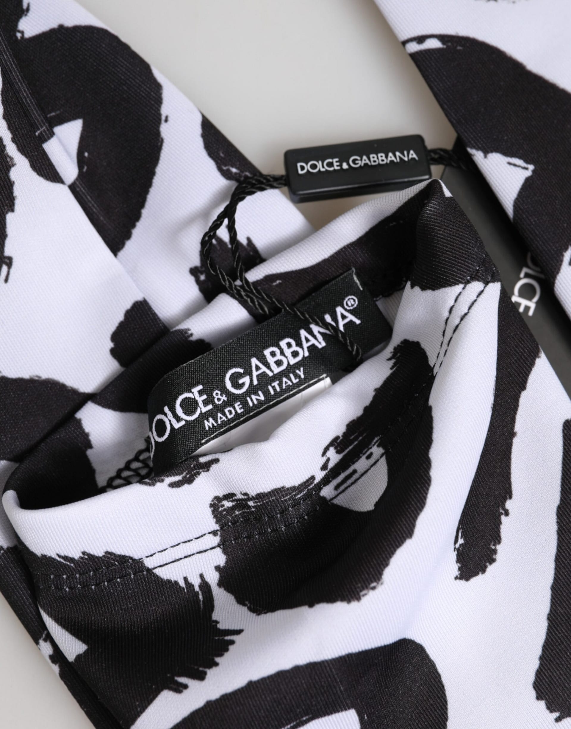 Dolce & Gabbana Black White DG Logo Elbow Length Mitten Gloves - Image 2