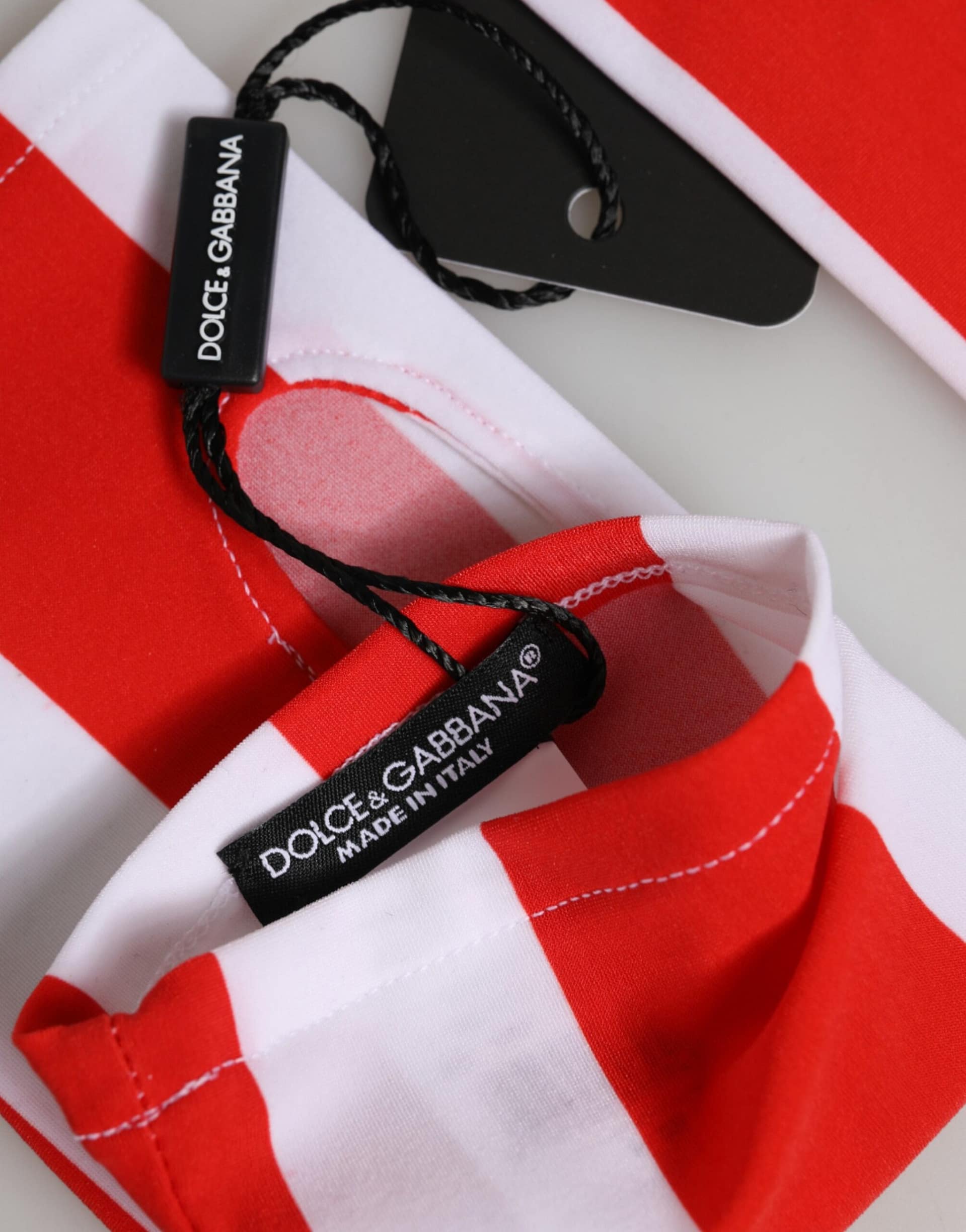 Dolce & Gabbana Red White Nylon Fingerless Wrist Length Gloves - Image 3