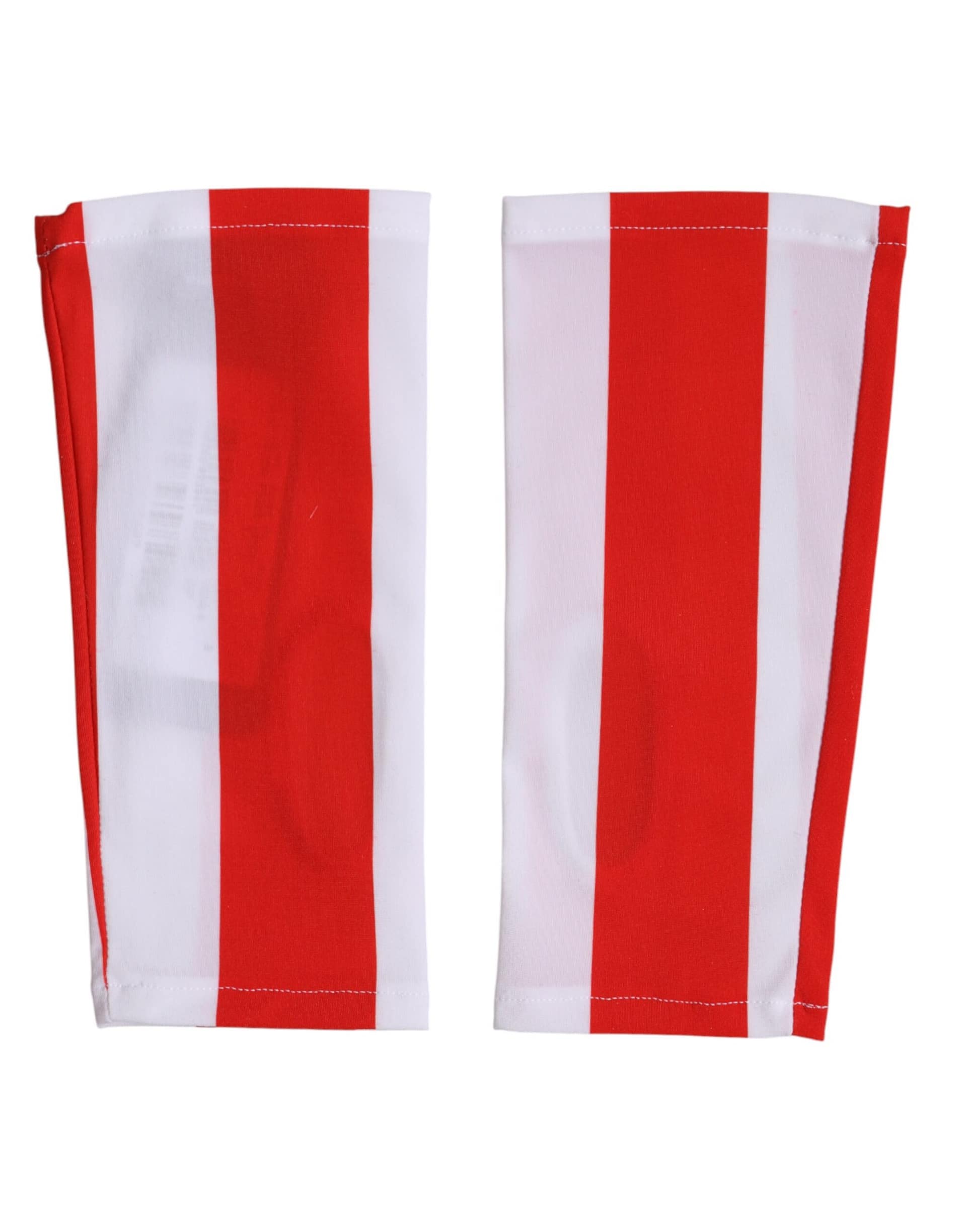 Dolce & Gabbana Red White Nylon Fingerless Wrist Length Gloves - Image 2