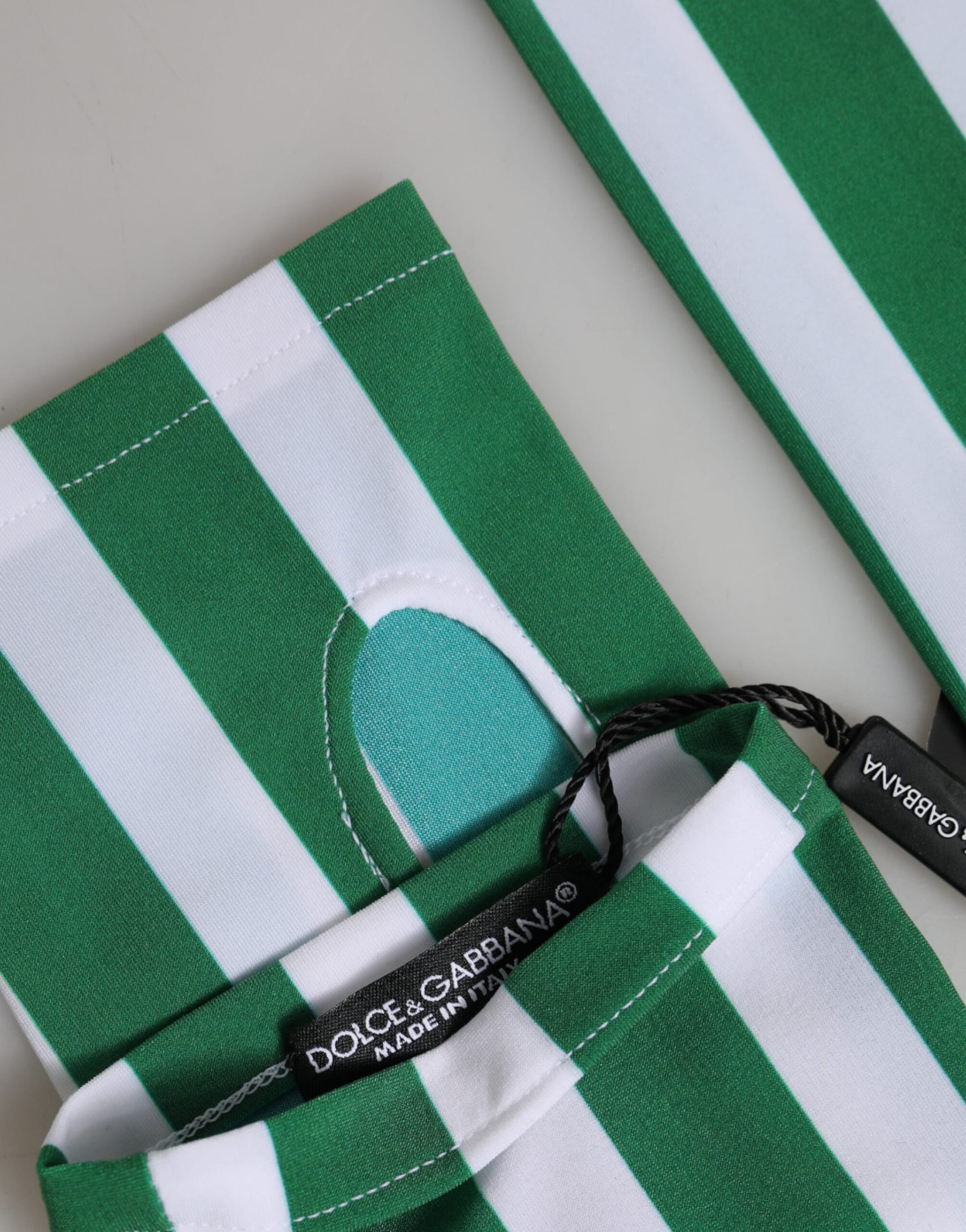 Dolce & Gabbana Green White Nylon Fingerless Wrist Length Gloves - Image 2