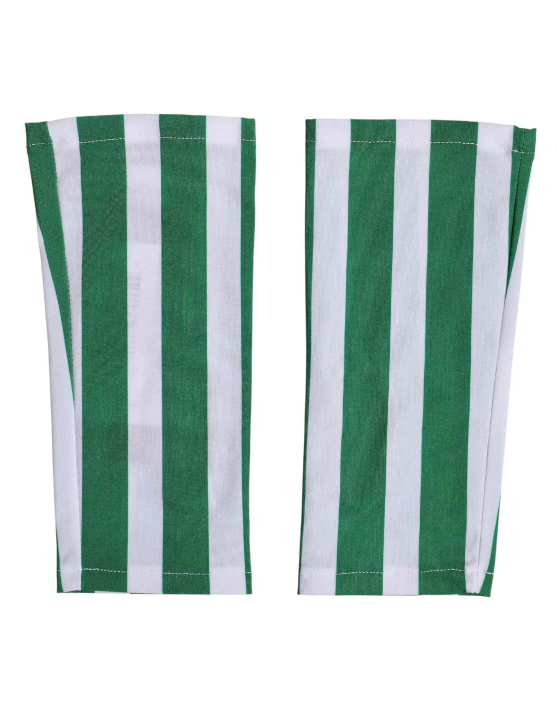 Dolce & Gabbana Green White Nylon Fingerless Wrist Length Gloves - Image 3