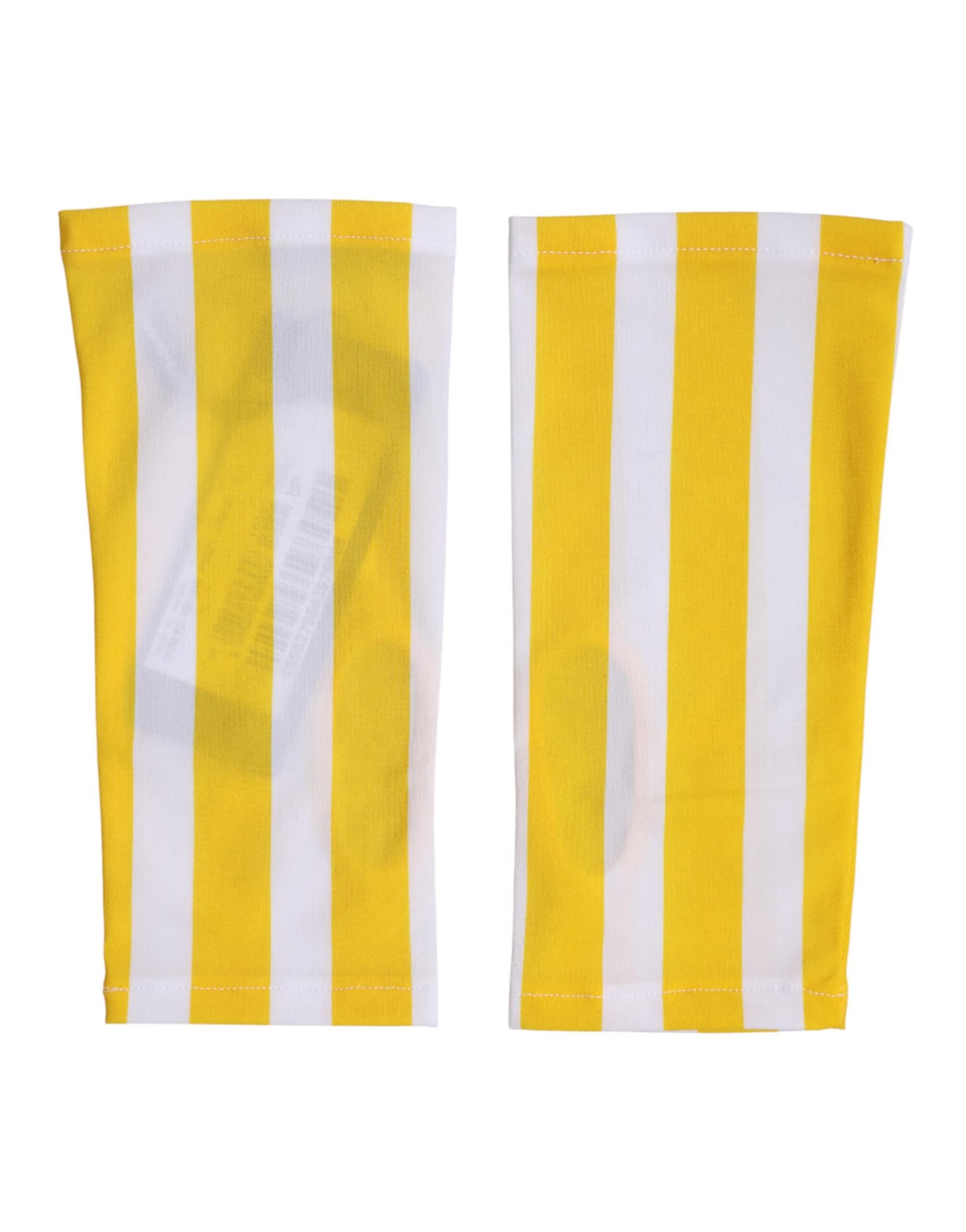 Dolce & Gabbana Yellow White Nylon Fingerless Wrist Length Gloves - Image 2